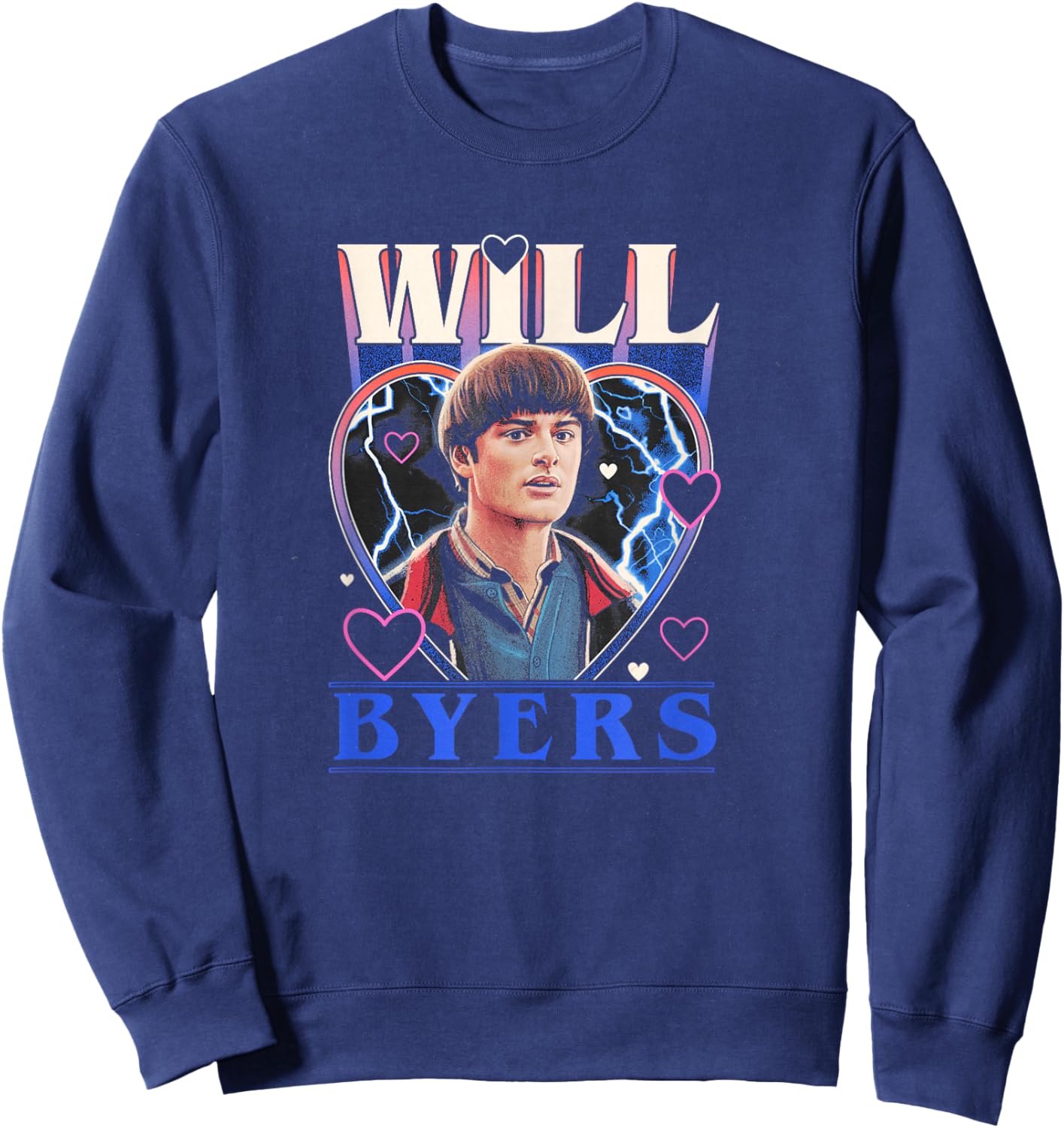 Stranger Things Valentine's Day Will Byers Retro Heart Frame Sweatshirt - Sweatshirt | Navy