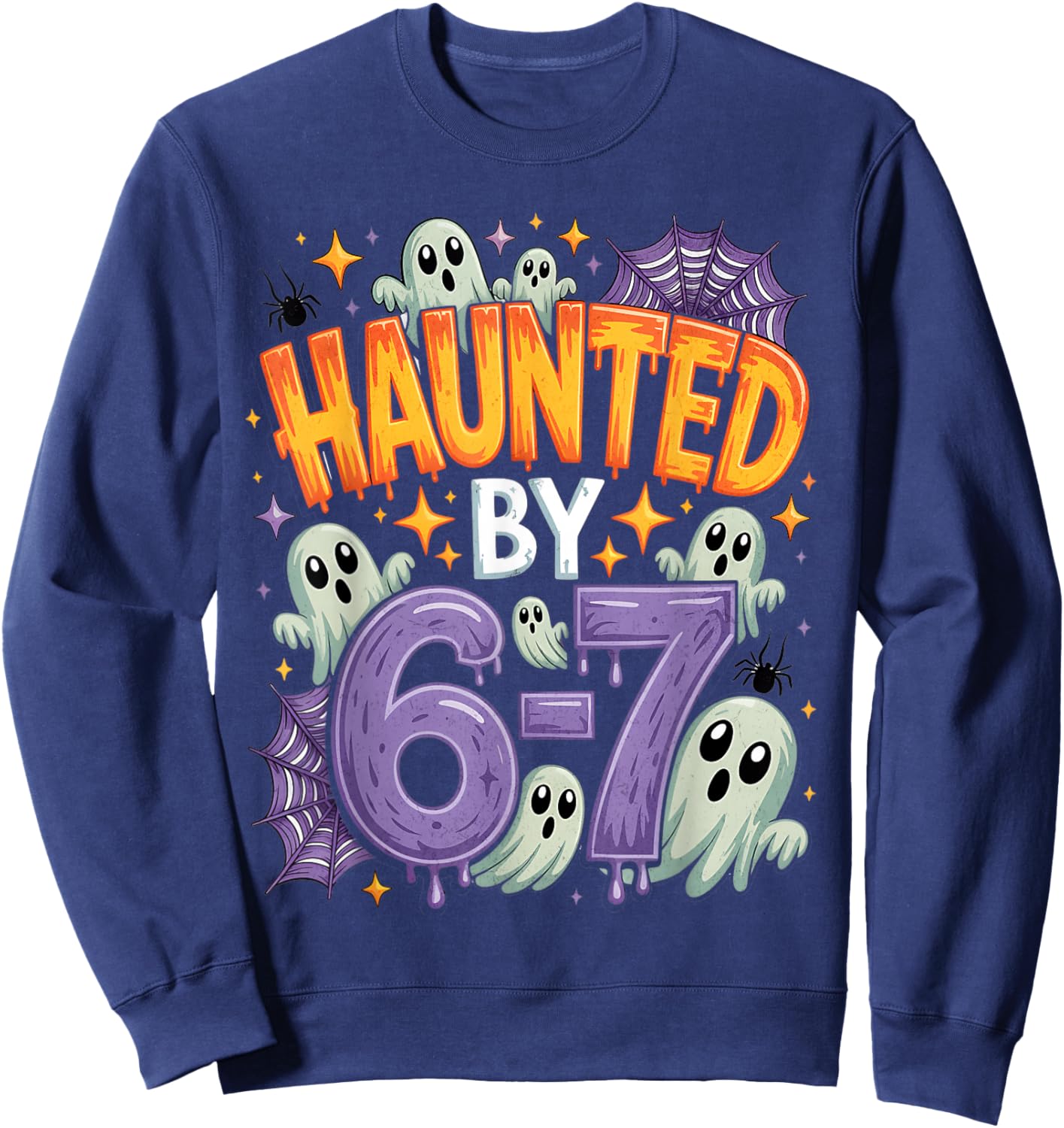 Haunted by 67 – Funny Ghost and Pumpkin Halloween Costume Sweatshirt - Sweatshirt | Navy
