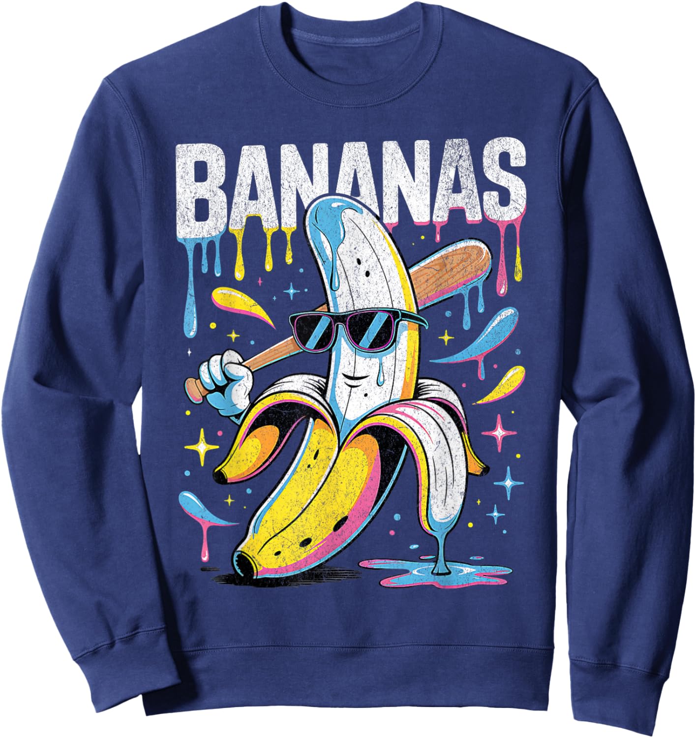 Banana Funny Baseball Drip Kids Youth Boys Girls Sport Teens Sweatshirt - Sweatshirt | Navy