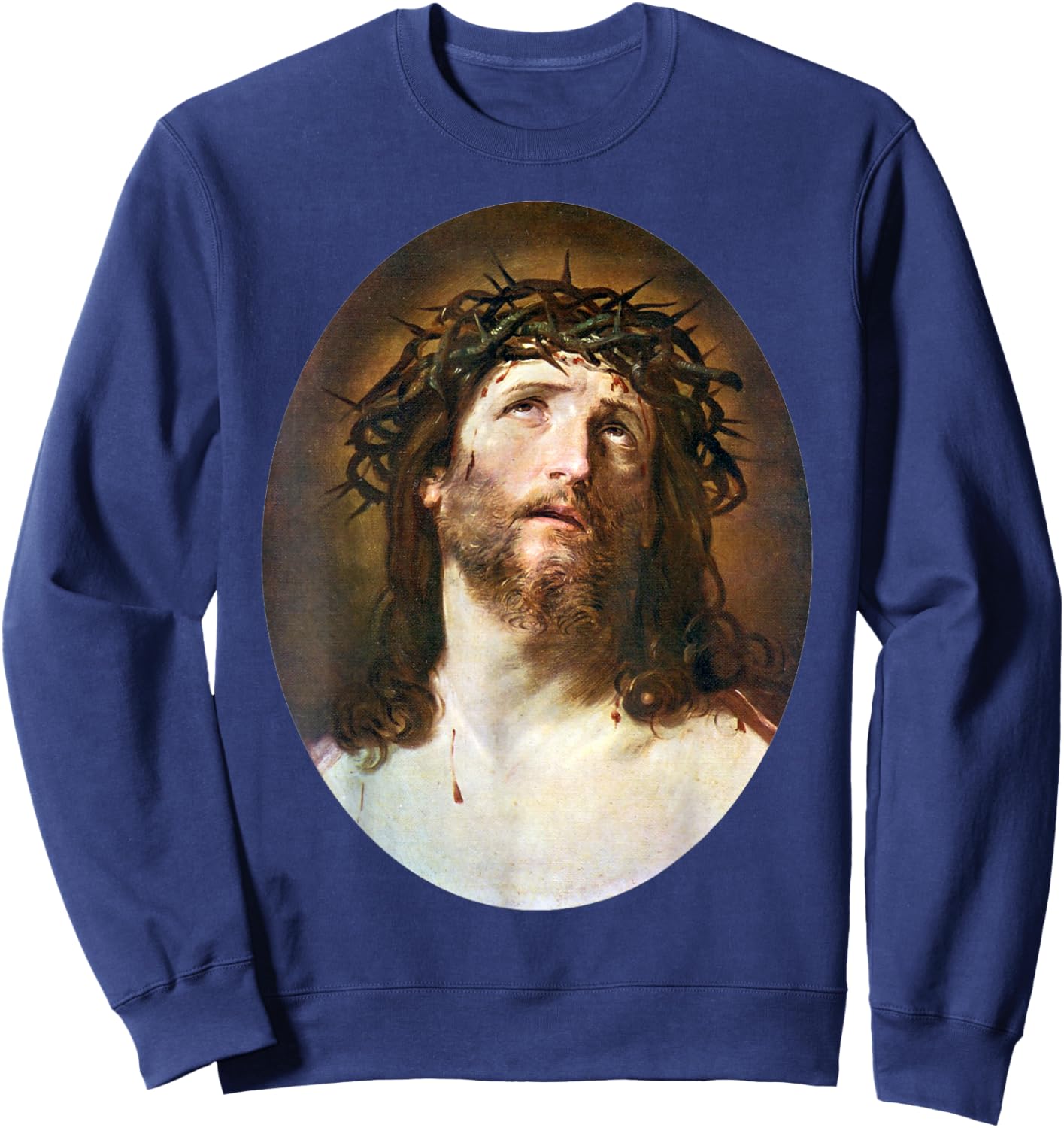 Jesus Christ Crowned with Thorns Painting Guido Reni 1622 Sweatshirt - Sweatshirt | Navy