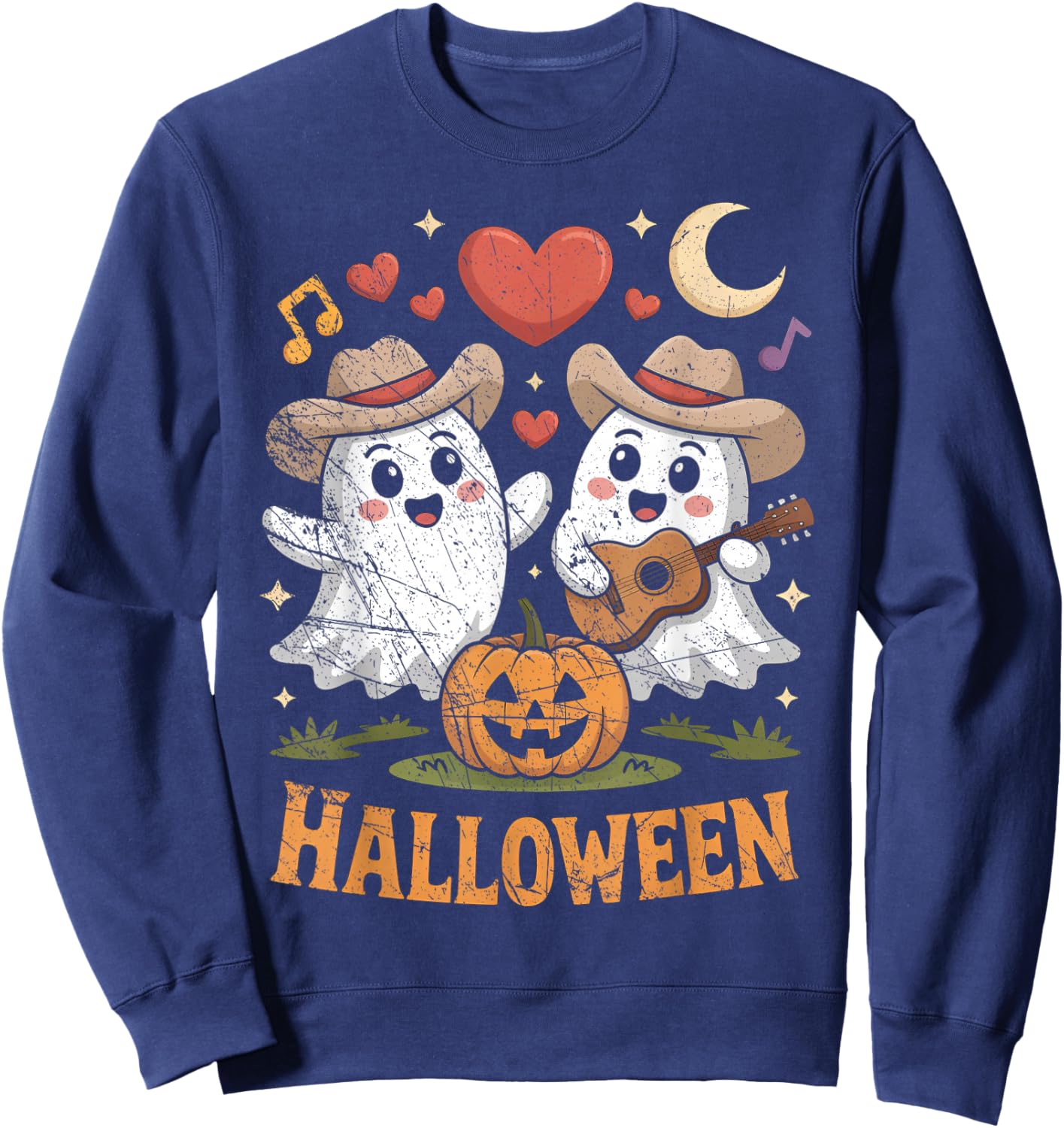 Ghost Playing Guitar for Halloween Lovers Sweatshirt - Sweatshirt | Navy