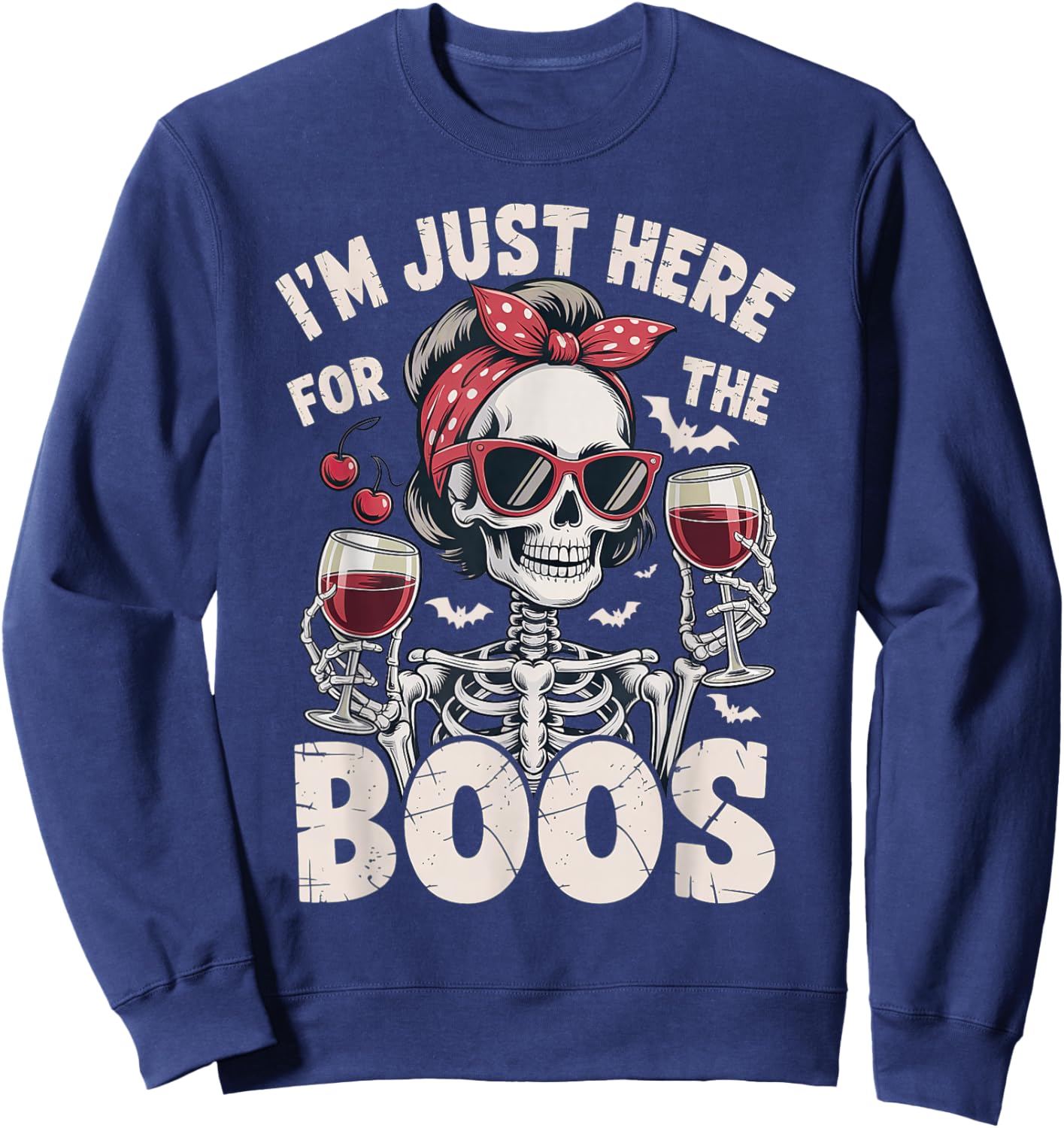 Halloween Women I'm Just Here for The Boos Skeleton Sweatshirt - Sweatshirt | Navy