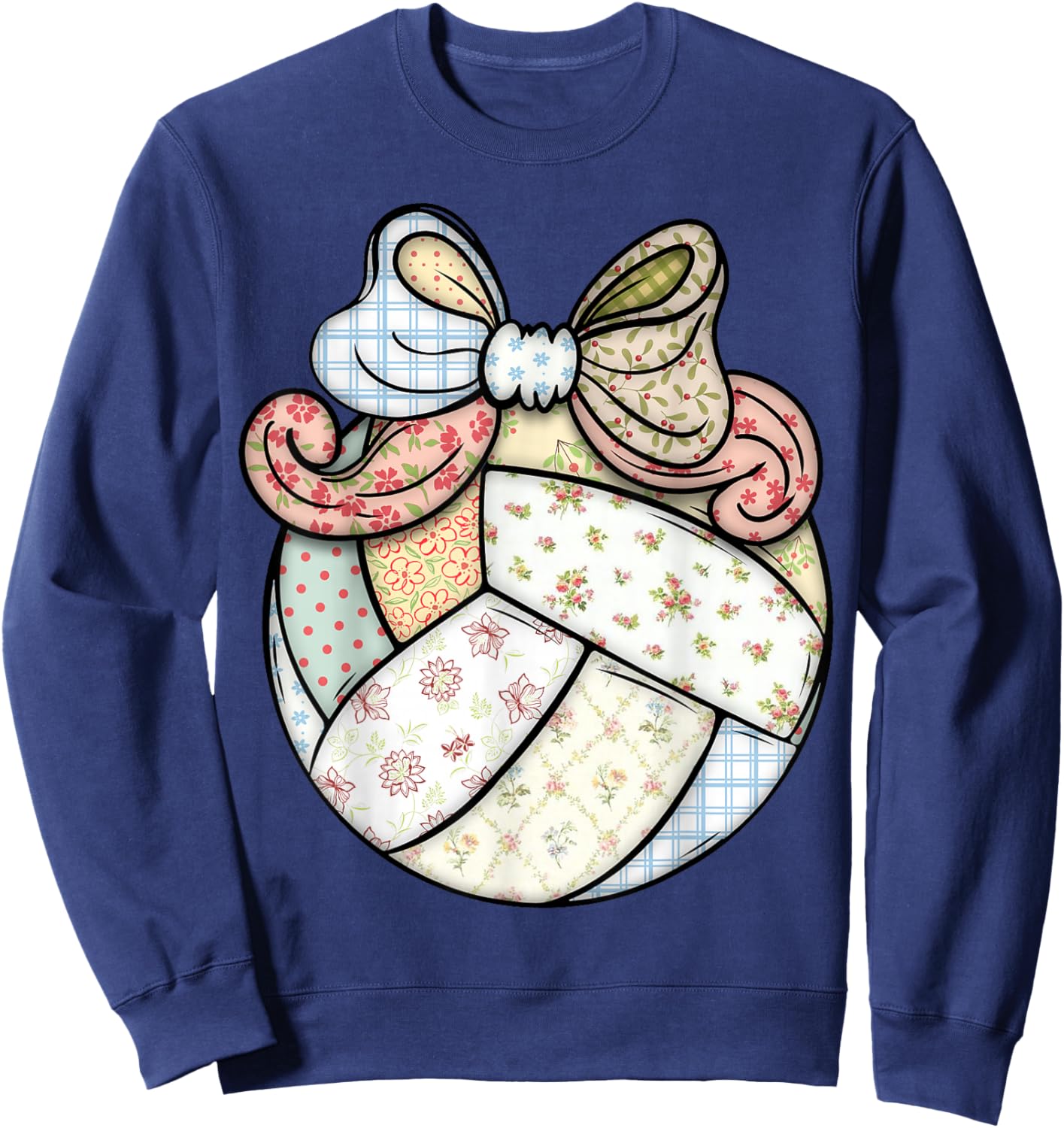 Cute Patchwork Volleyball Ball Player Sports Fan Girls Women Sweatshirt - Sweatshirt | Navy