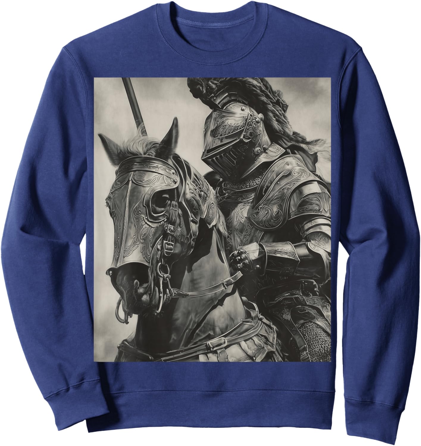 Knight Riding on a Horse Art Sweatshirt - Sweatshirt | Navy