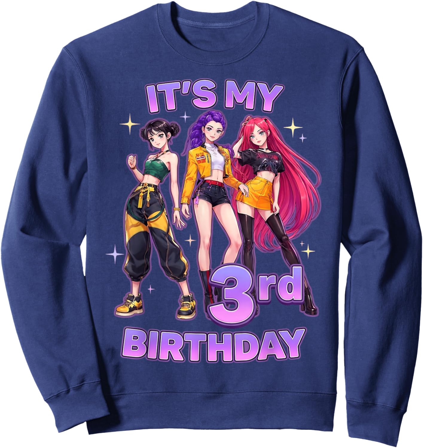 3 Years Old Birthday K pop Kids 3rd Bday Girls K-pop Sweatshirt - Sweatshirt | Navy