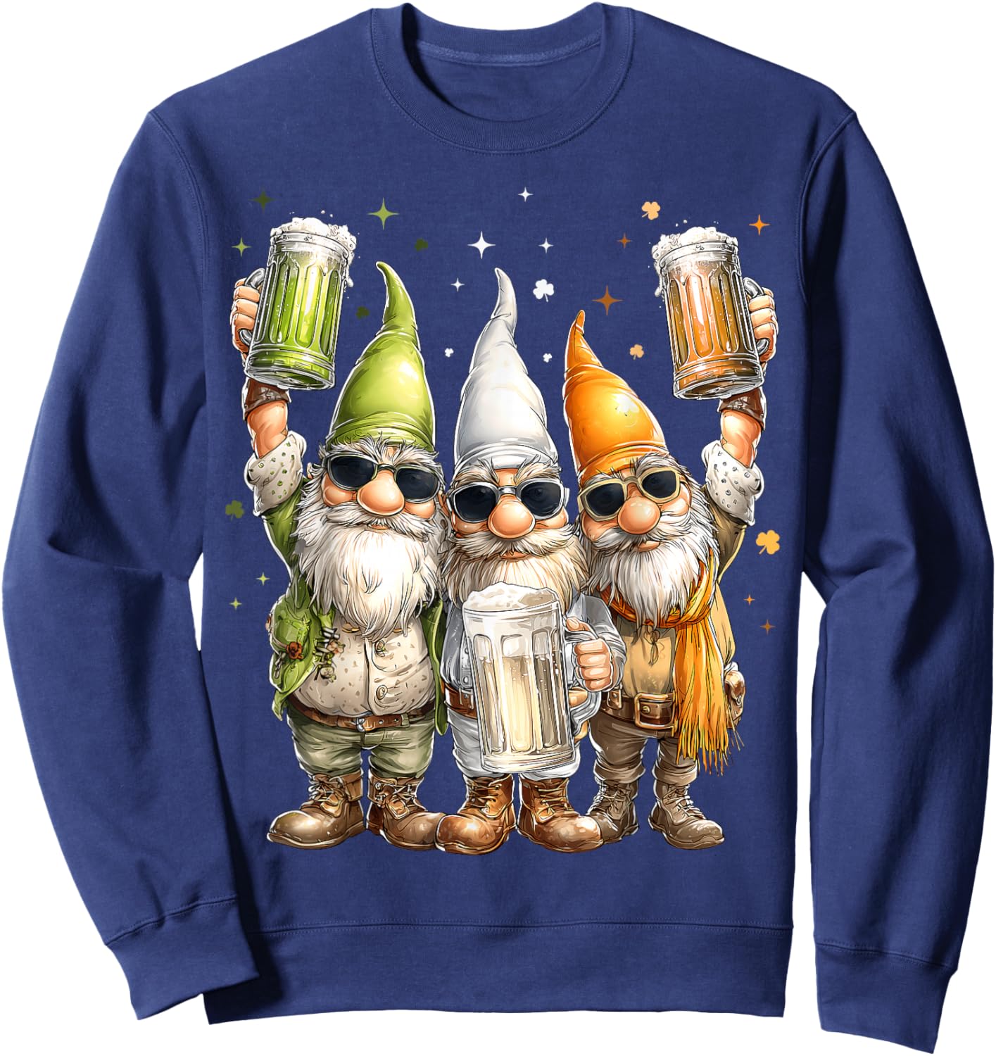 Craft Beer Brewer St. Patricks Day IPA Gnome Shamrock Sweatshirt - Sweatshirt | Navy