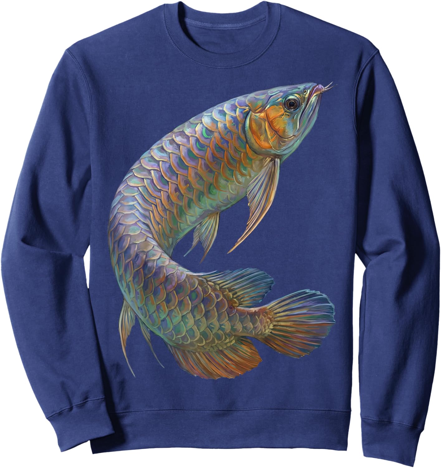 Asian Arowana Abstract Aquatic Art Freshwater Biology Art Sweatshirt - Sweatshirt | Navy