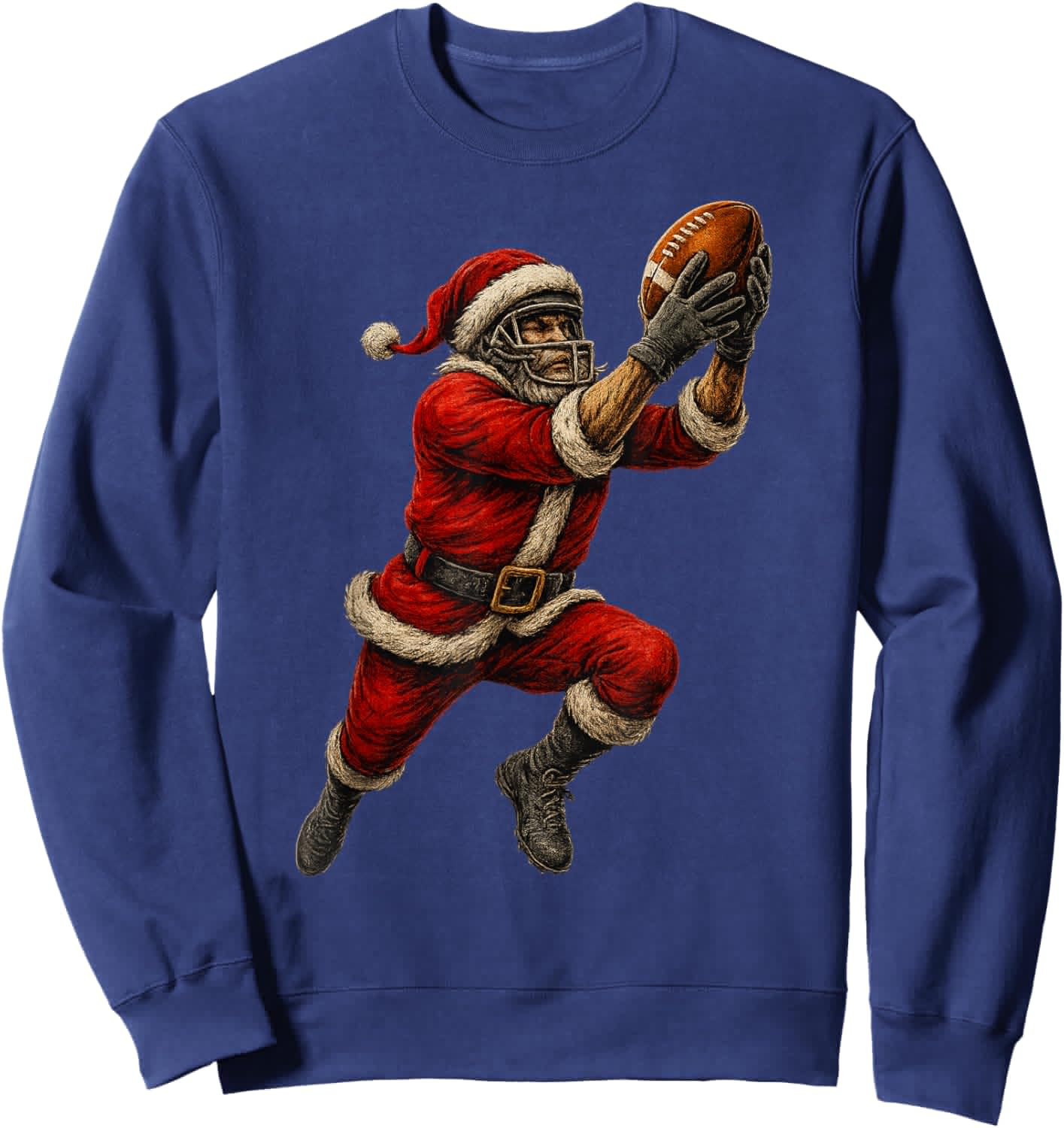 Santa Claus Playing American Football Christmas Football Fan Sweatshirt - Sweatshirt | Navy