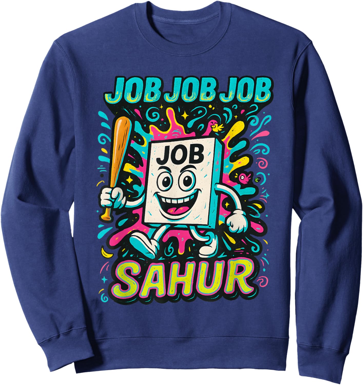 Italian Brainrot with Job Job Job Sahur Funny for Kids Boys Sweatshirt - Sweatshirt | Navy