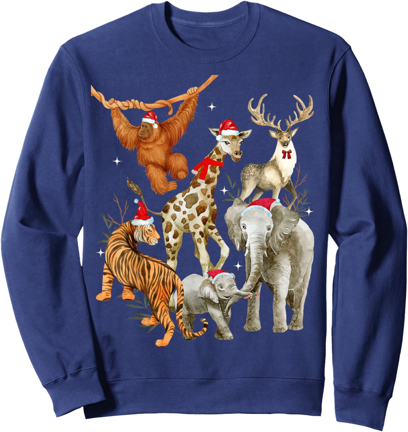 Christmas Men Women Kids Wildlife Zoo Day Beautiful Animals Sweatshirt - Sweatshirt | Navy
