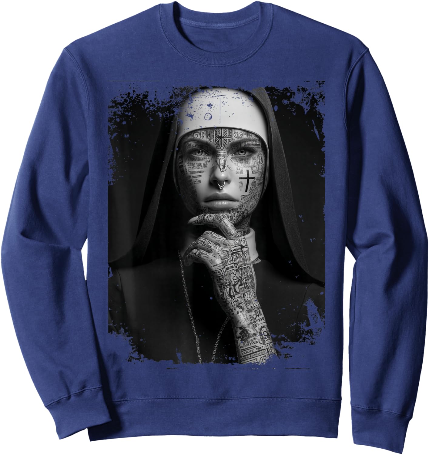 Gothic Nun Tattoos Occult Horror Sweatshirt - Sweatshirt | Navy