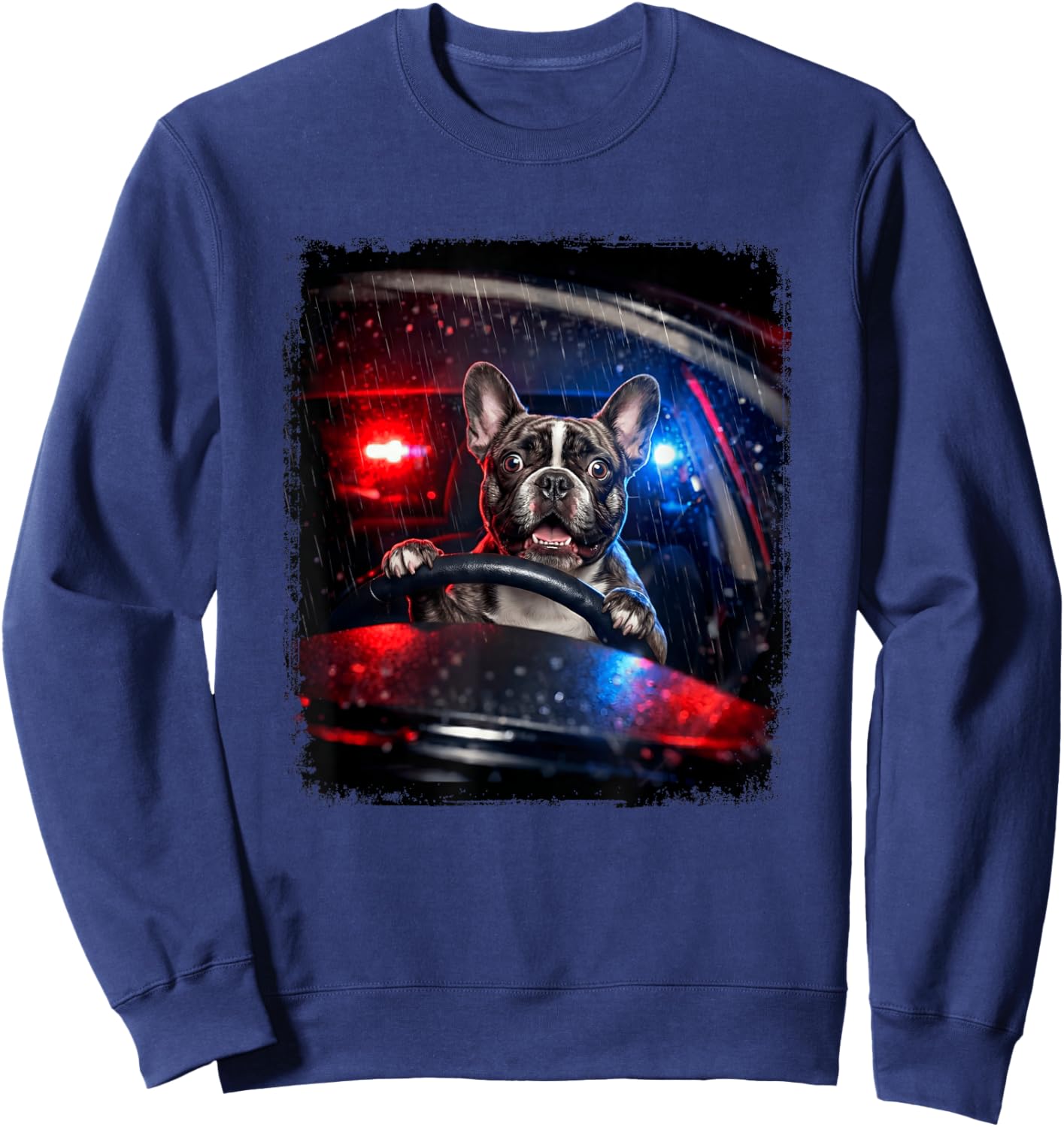 French Bulldog Police Dog Driving Car Sweatshirt - Sweatshirt | Navy