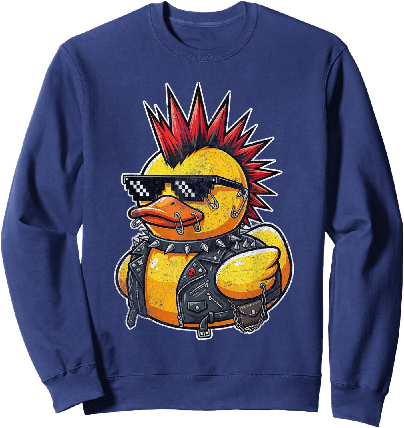 Funny Punk Rubber Duck Sweatshirt - Sweatshirt | Navy