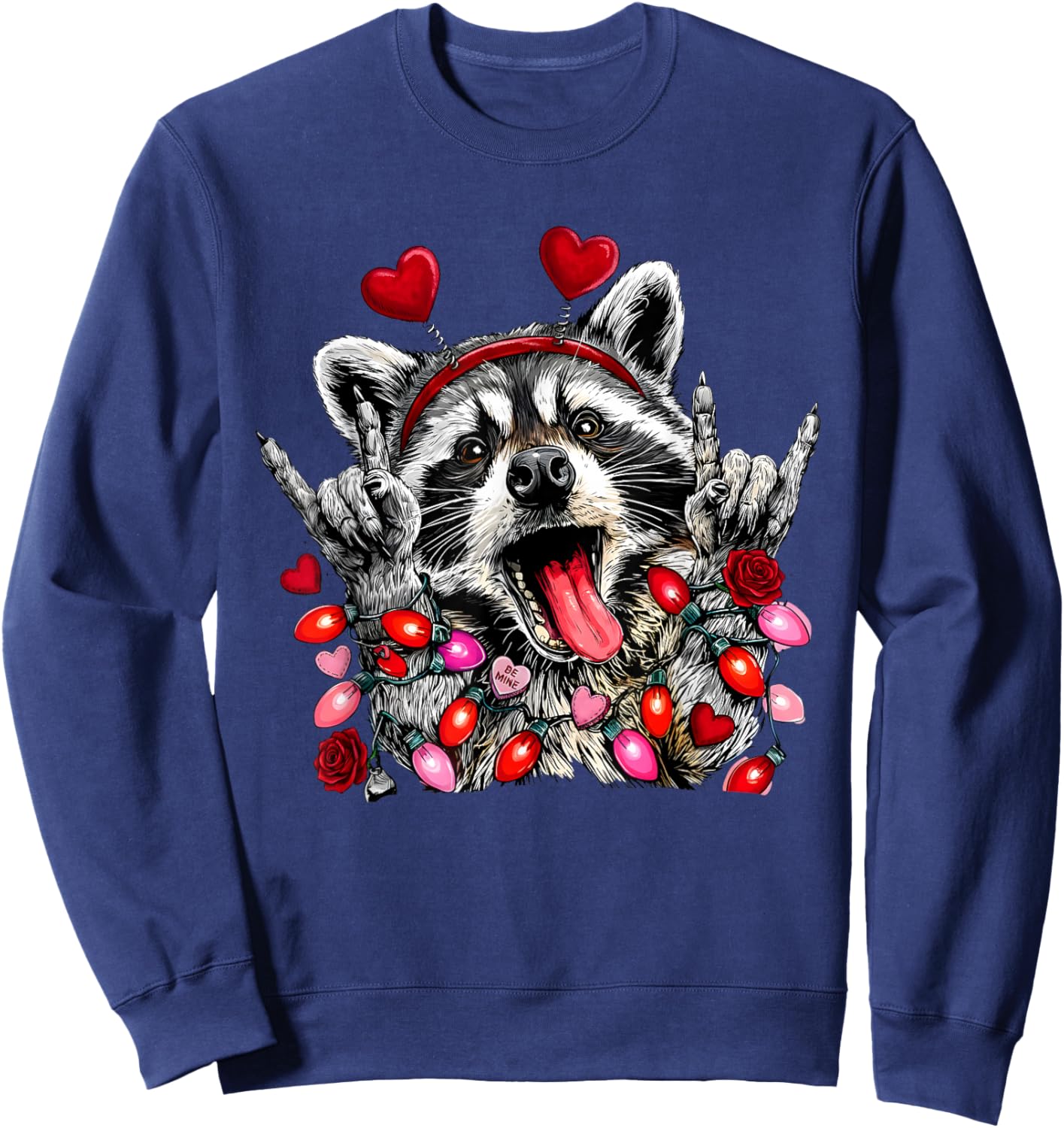 Vintage Boys Girls Valentine Trashed Panda Lover Heart XOXO Sweatshirt - Sweatshirt | Navy