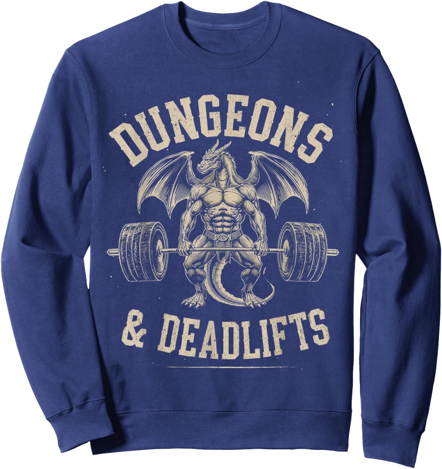 Dungeons and Deadlifts Gym Workout Fantasy Sweatshirt - Sweatshirt | Navy