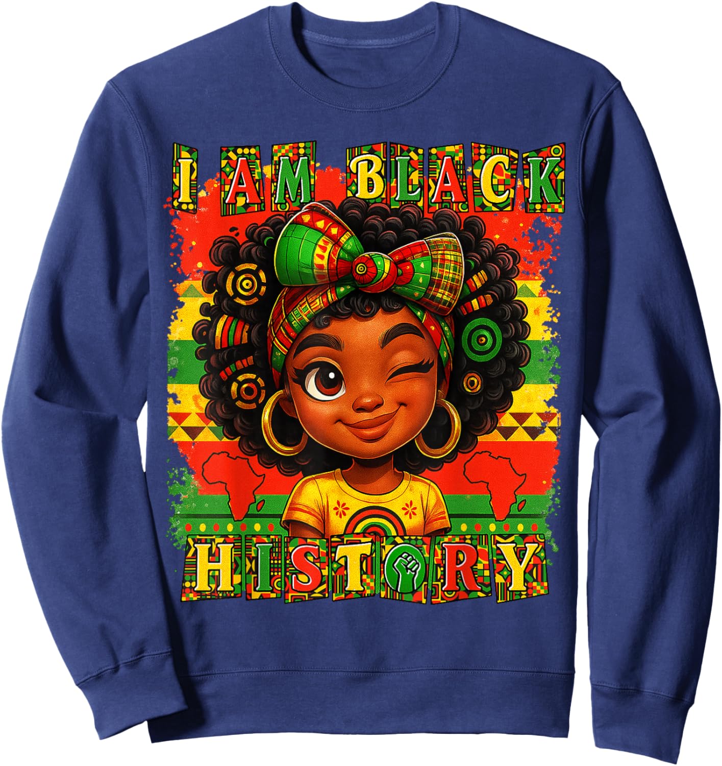 I Am Black History Month Black Pride African American Girl Sweatshirt - Sweatshirt | Navy