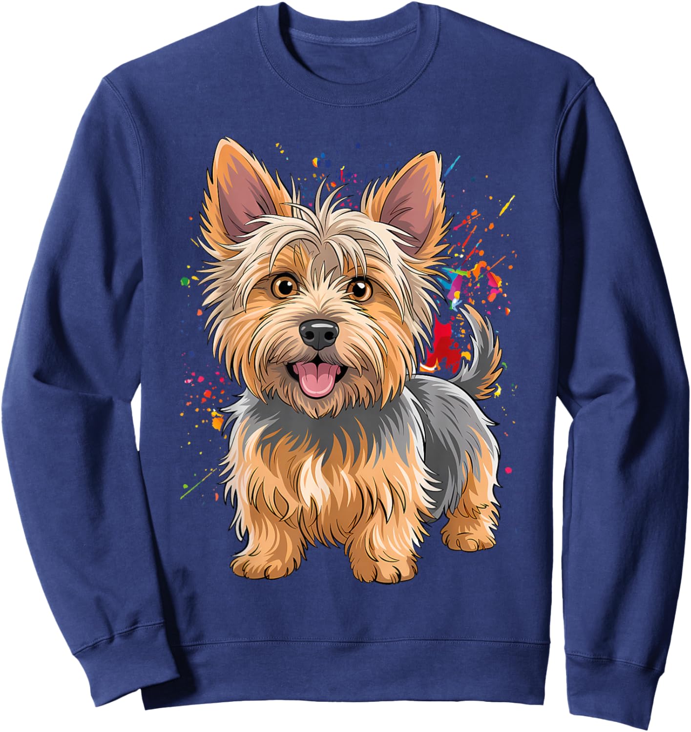 Watercolor Colorful Australian Silky Terrier Dog Sweatshirt - Sweatshirt | Navy