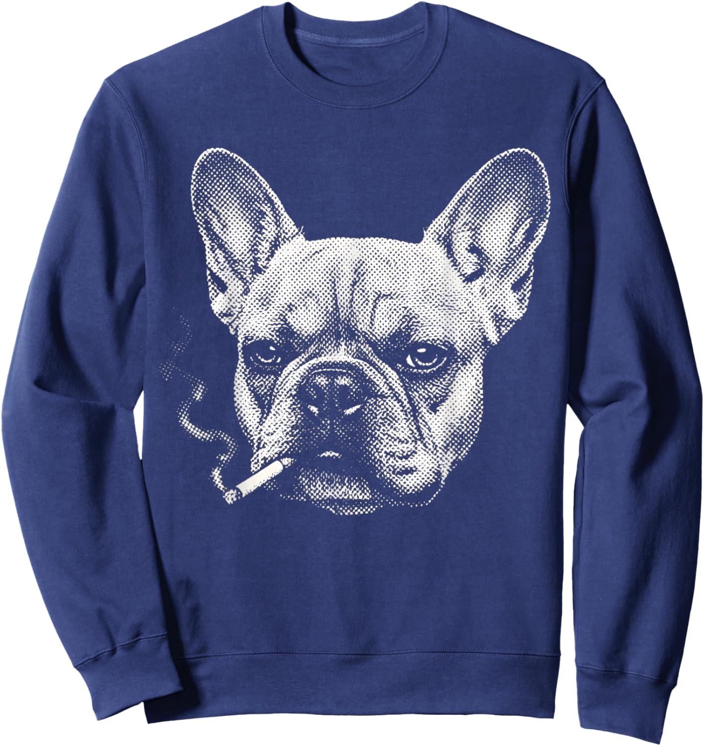 Dog Smoking French Bulldog Cigarette Frenchie Meme Men Women Sweatshirt - Sweatshirt | Navy