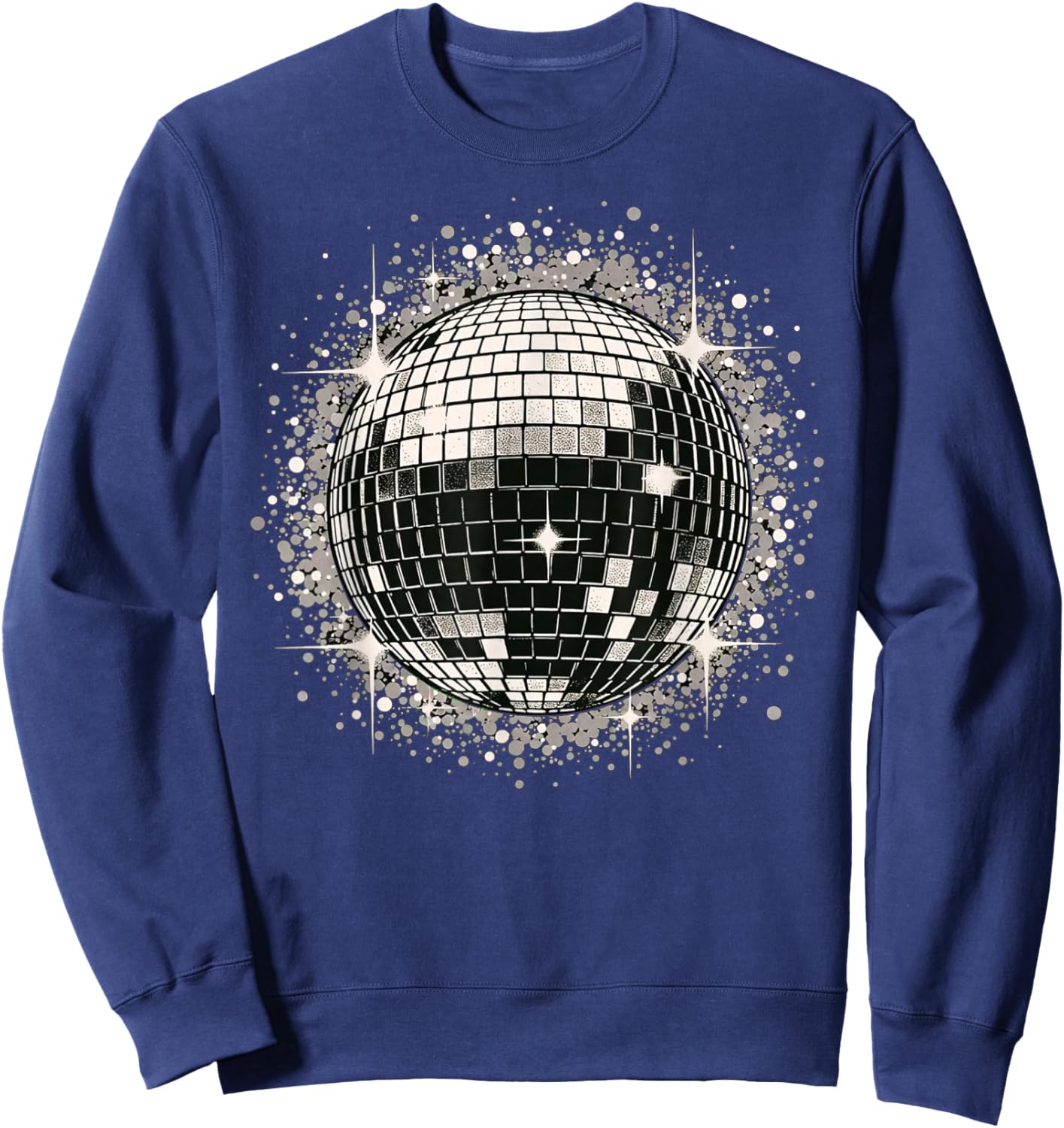 Black & White Disco Ball Retro Party Sweatshirt - Sweatshirt | Navy