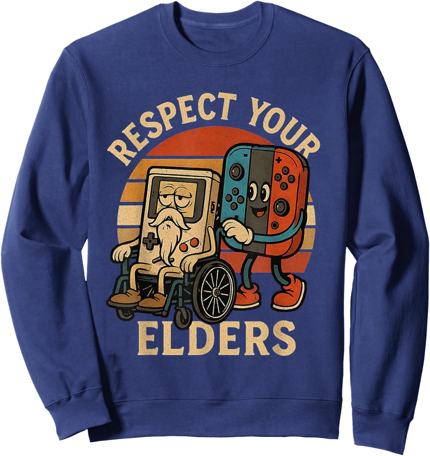 Respect Your Elders Funny Retro Gaming Tech Quote Sweatshirt - Sweatshirt | Navy