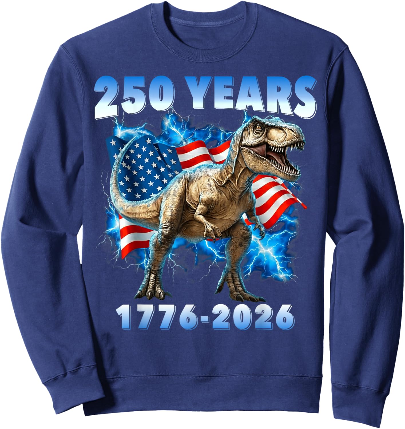 USA 250 Years 1776-2026 Dinosaur America Flag for Boys Kids Sweatshirt - Sweatshirt | Navy
