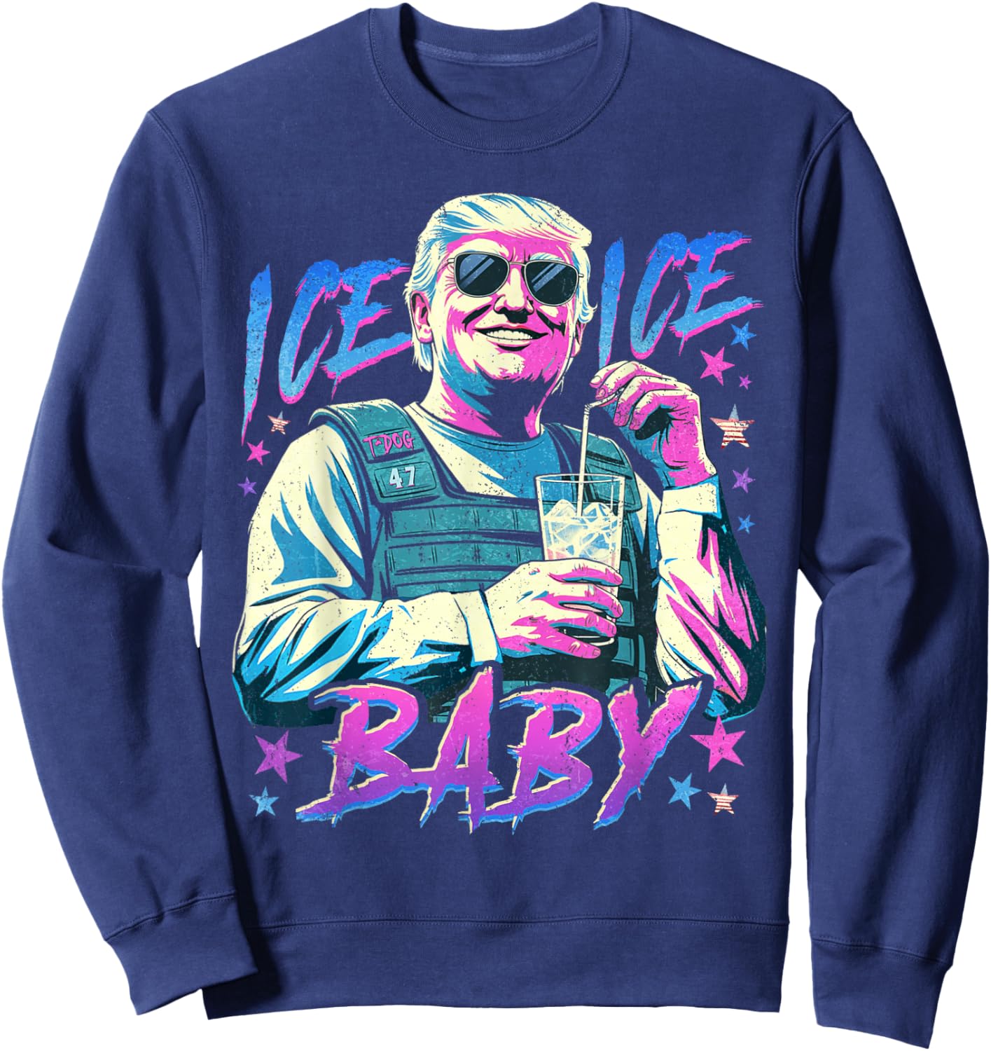 Vintage Ice Baby Funny Trump Sweatshirt - Sweatshirt | Navy