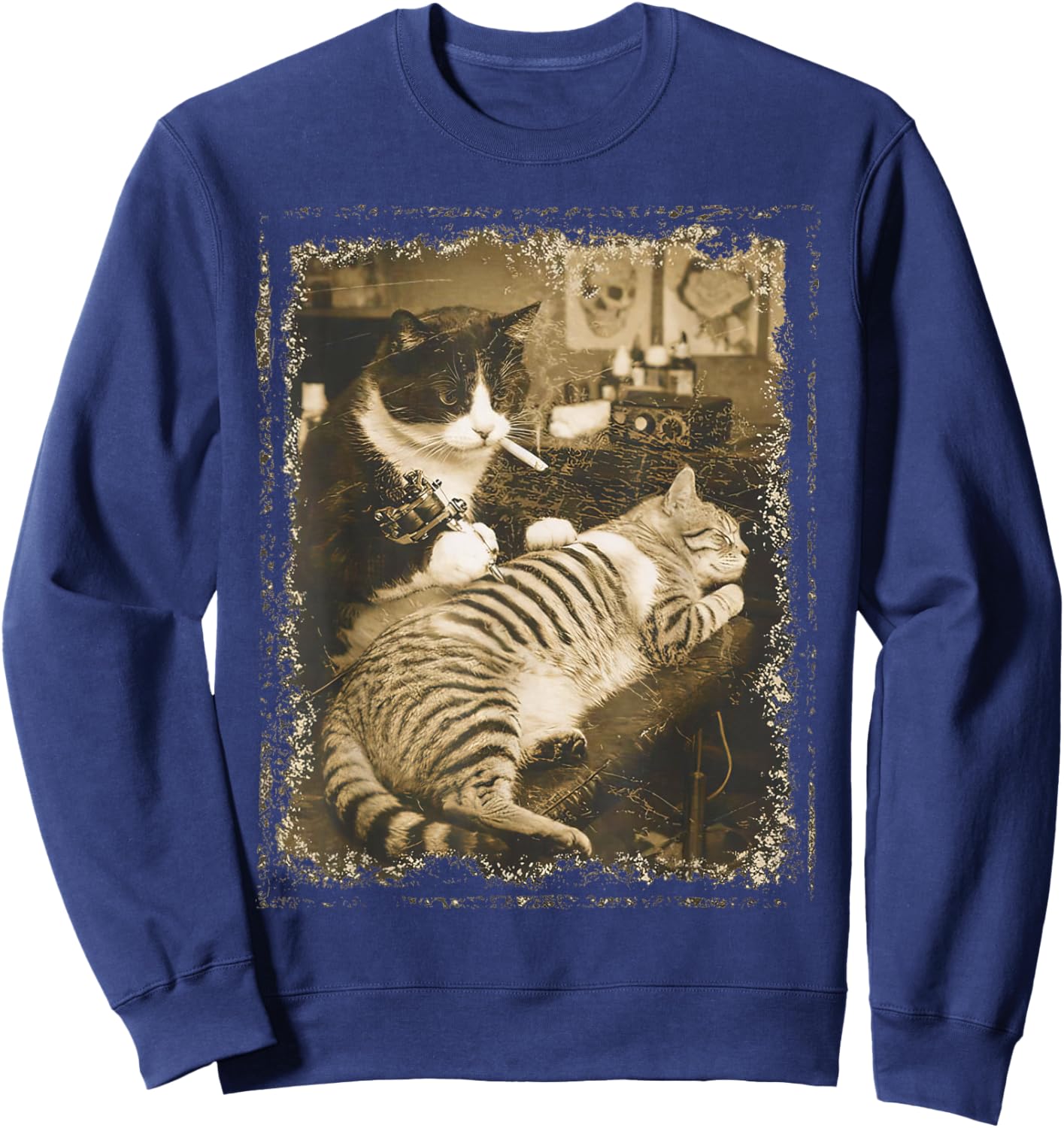 Cat Tattoo Meme Sweatshirt - Sweatshirt | Navy