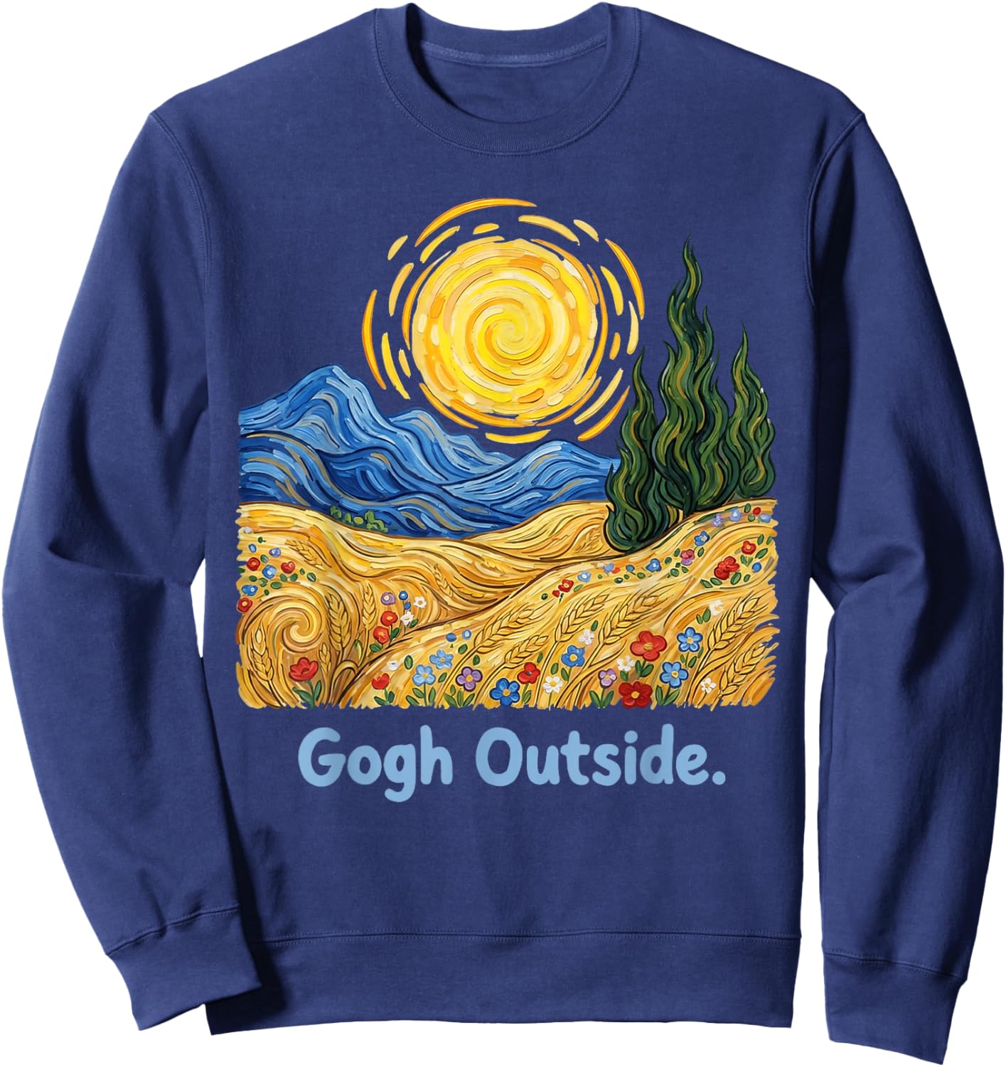Gogh Outside Starry Night Nature Lover Inspirational Artist Sweatshirt - Sweatshirt | Navy