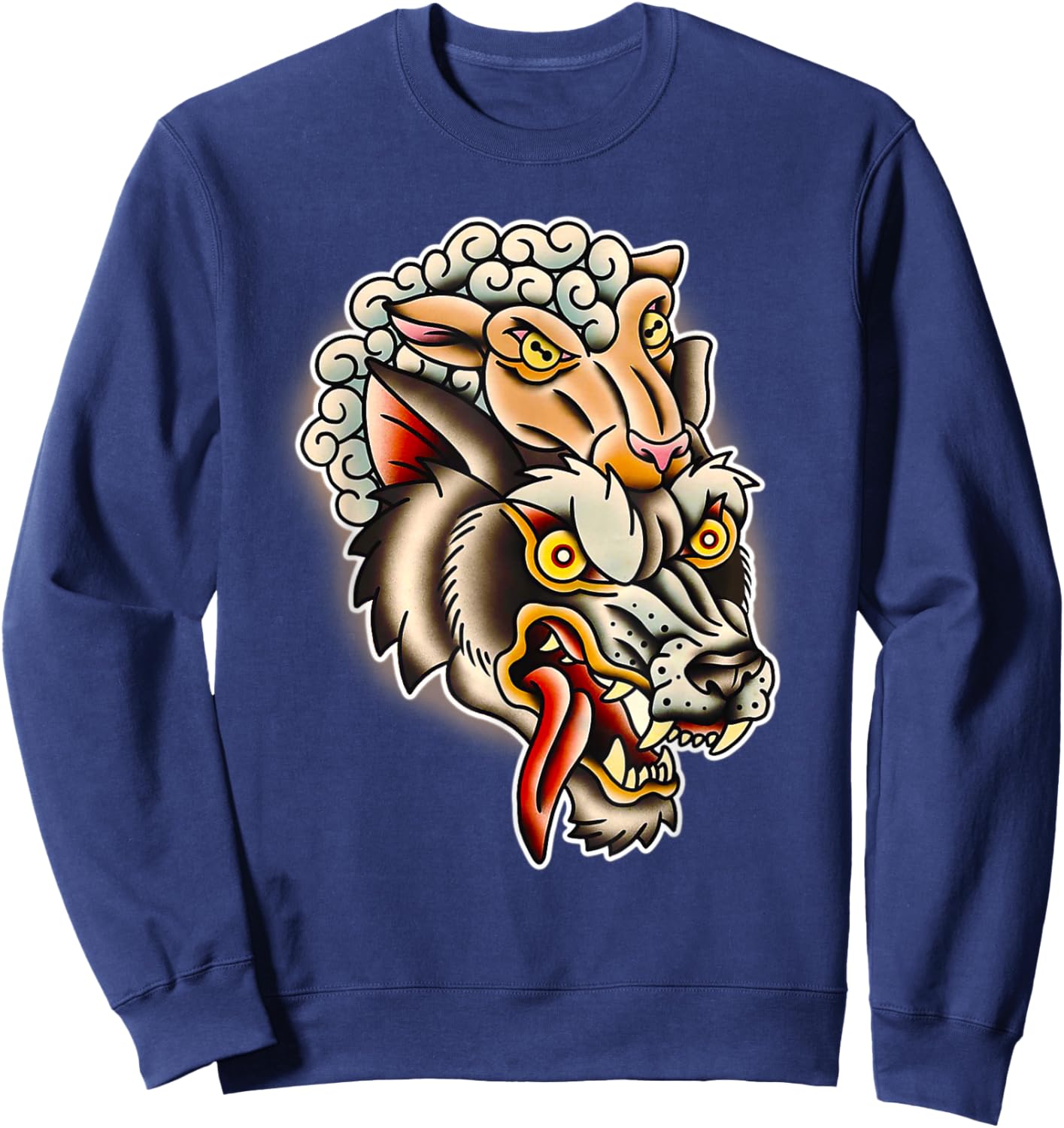 Wolf in Sheeps Clothing Tattoo Flash Sweatshirt - Sweatshirt | Navy