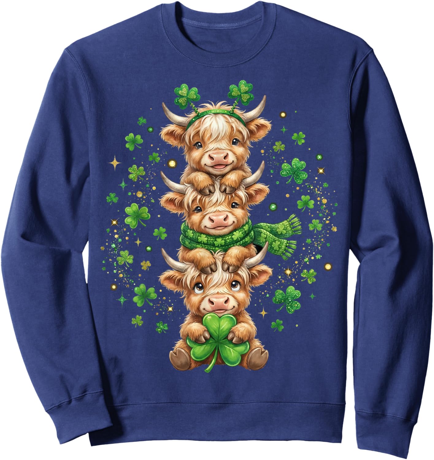 Farm Cow St Patricks Day Women Shamrock Saint Pattys Sweatshirt - Sweatshirt | Navy