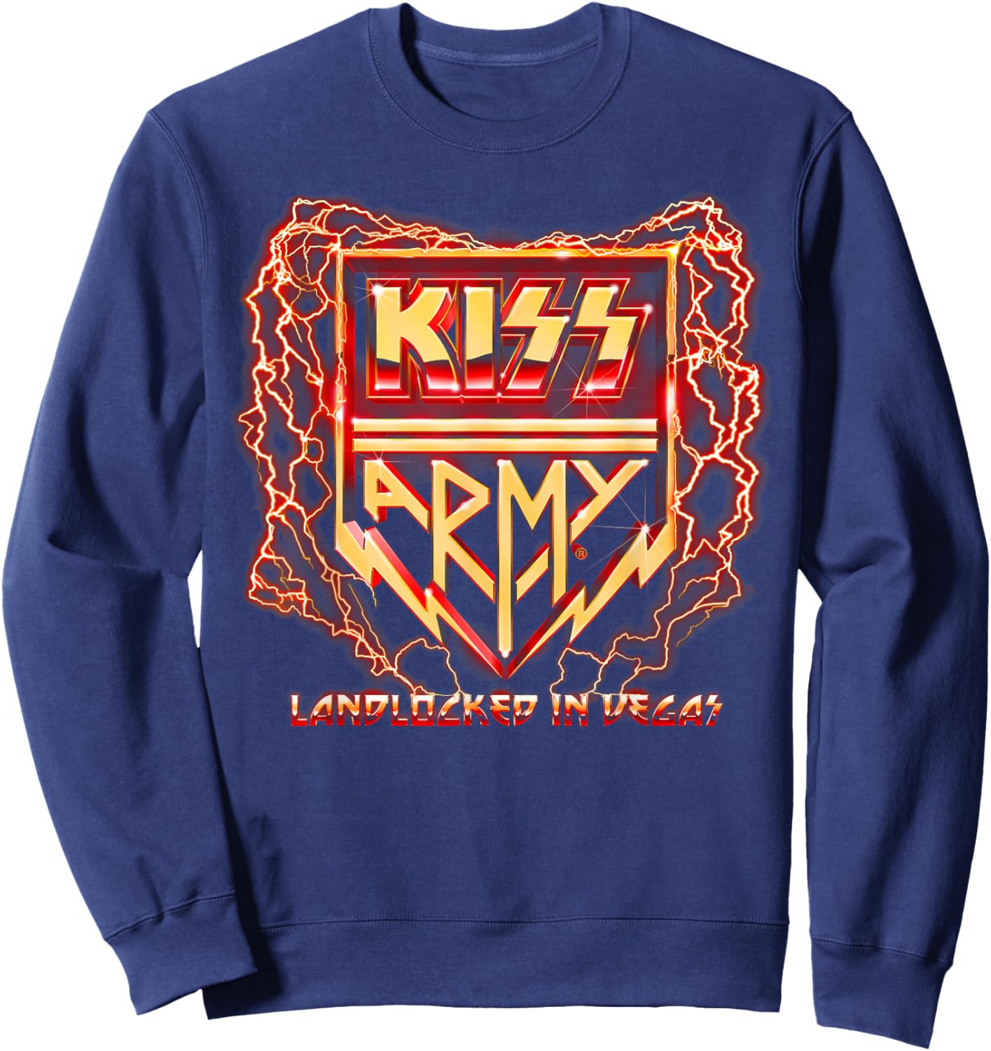 Official Exclusive KISS Army Landlocked Lightning Sweatshirt - Sweatshirt | Navy