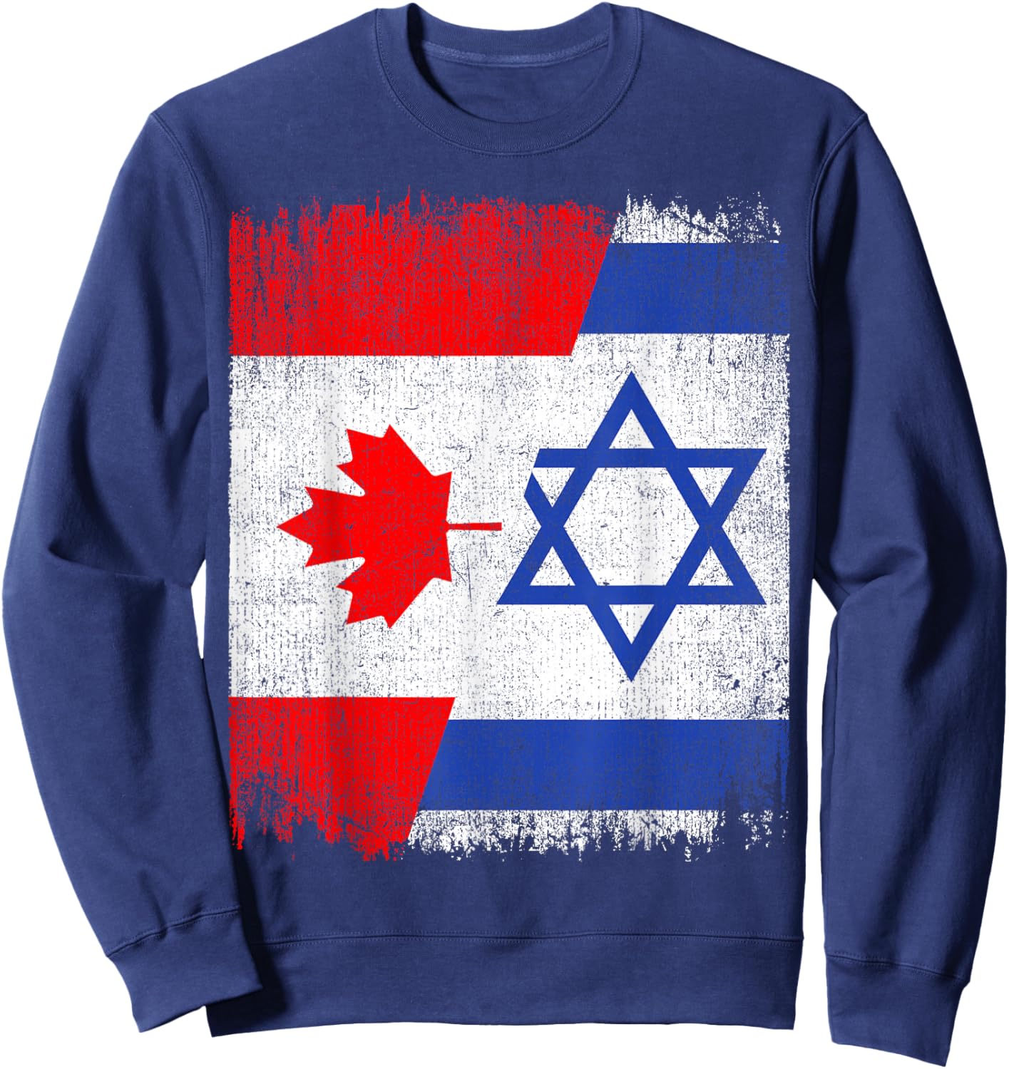 Half Canada Israel Flag Canadian Israelis Pride Roots Sweatshirt - Sweatshirt | Navy