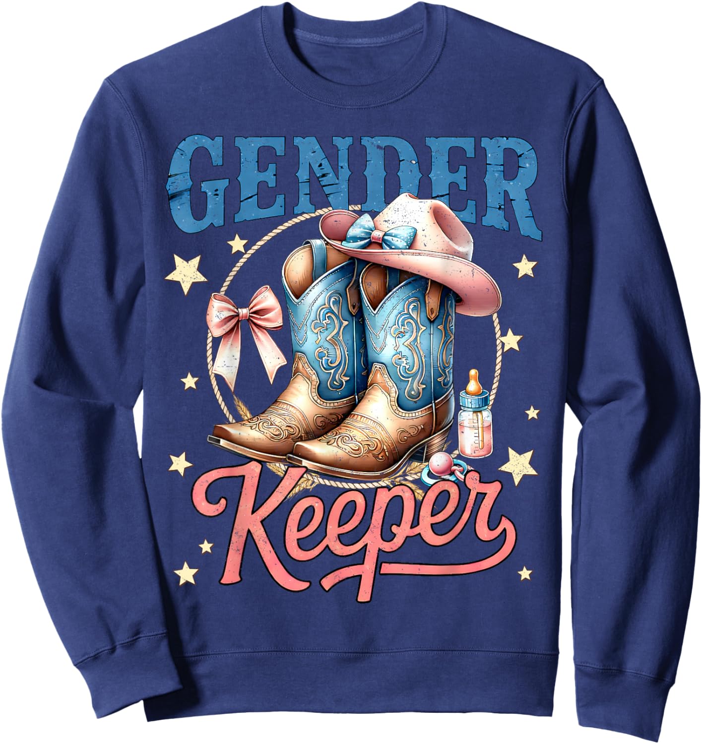 Boots Or Bows Gender Keeper of The Gender Reveal Family Sweatshirt - Sweatshirt | Navy