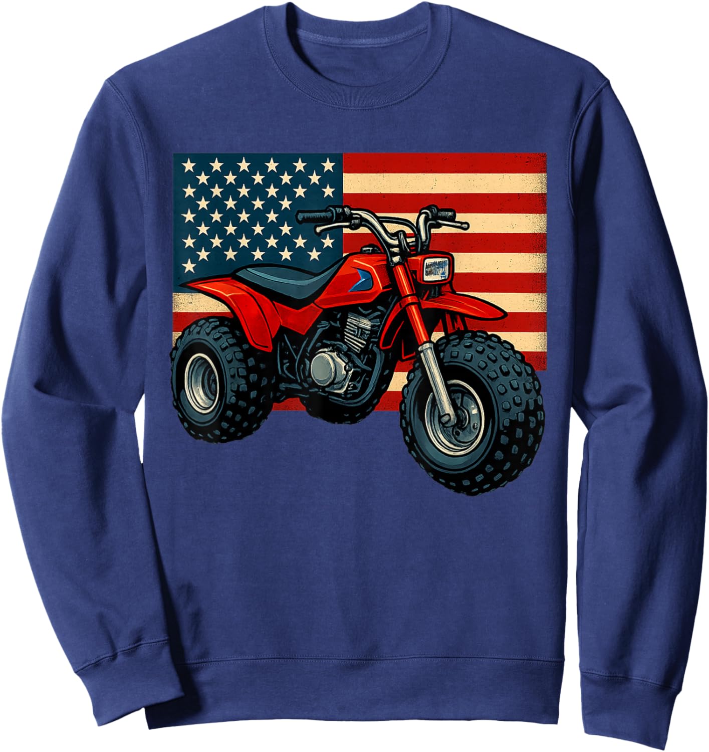 Vintage American Flag 3 Wheeler ATV, ATC Sweatshirt - Sweatshirt | Navy