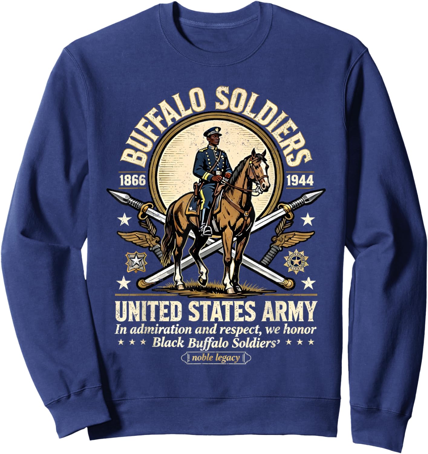 Buffalo Soldiers Black History United States Army Honor Sweatshirt - Sweatshirt | Navy