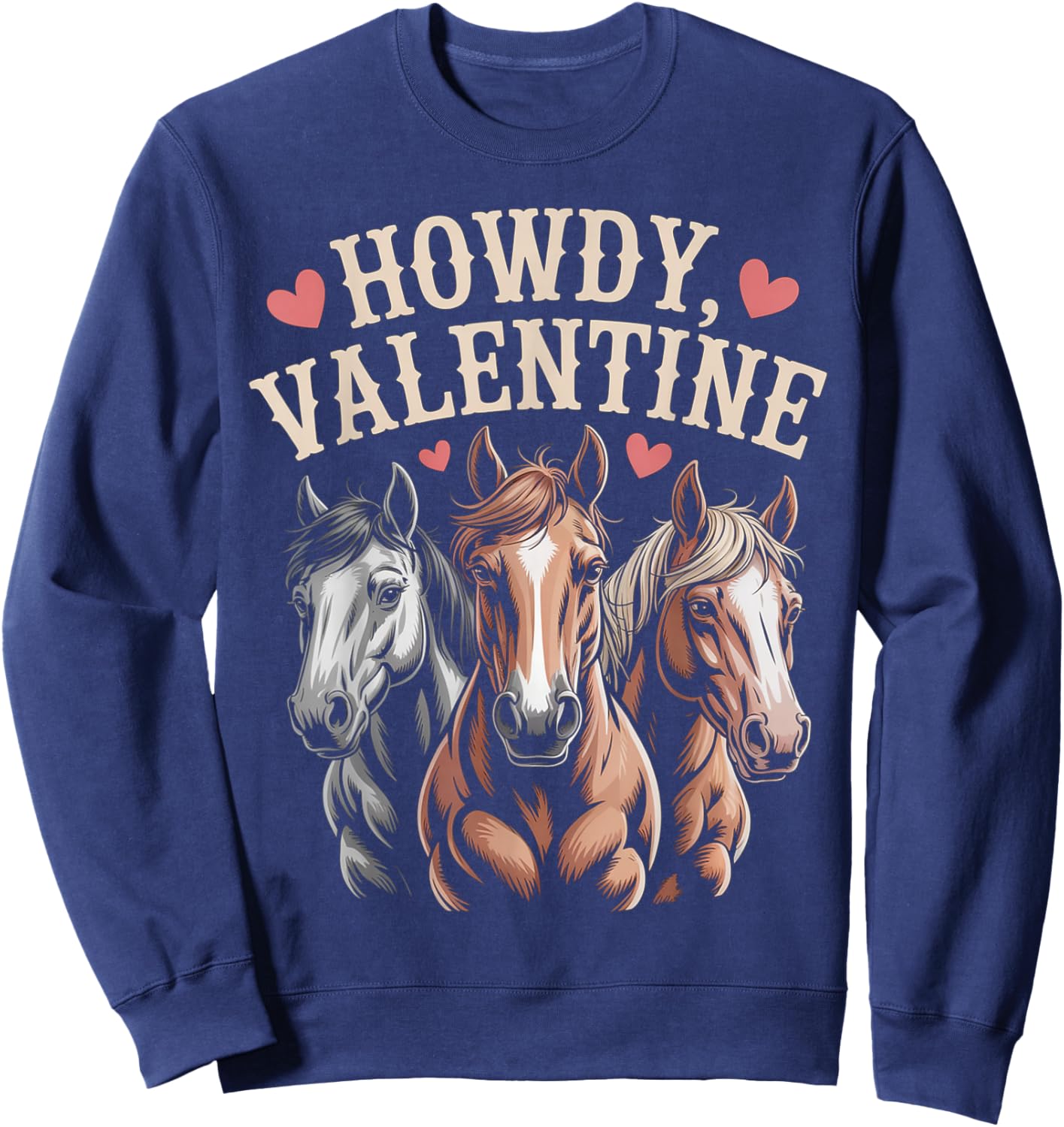 Howdy Valentine Cute Horses Valentines´s Day Sweatshirt - Sweatshirt | Navy