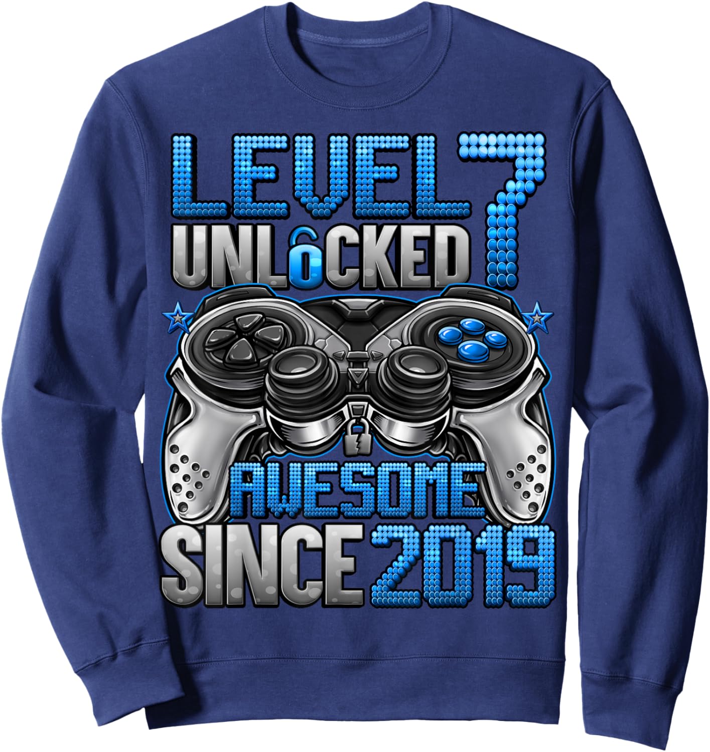 Level 7 Unlocked 7 Year Old Gifts for Boys 7th Birthday Boy Sweatshirt - Sweatshirt | Navy