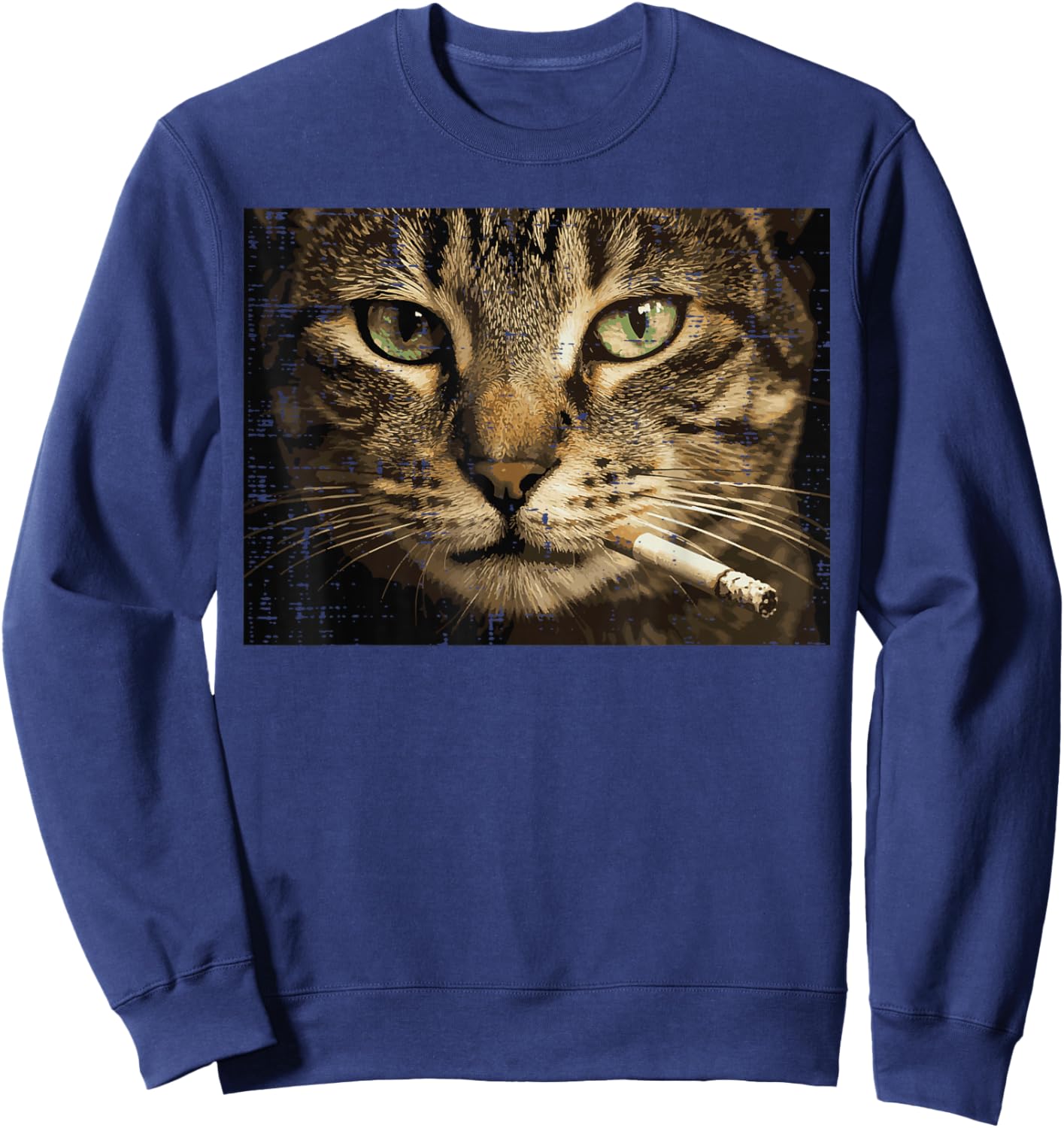 Gangster Rebel Cat Face Funny Meme Humor Kitten Men Women Sweatshirt - Sweatshirt | Navy