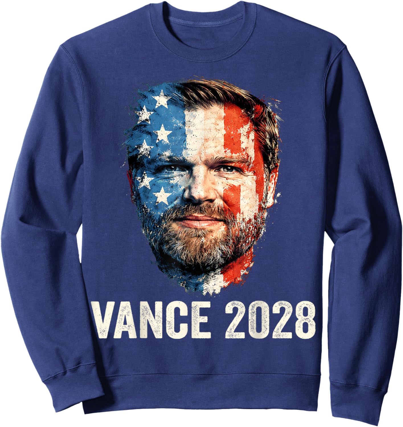 Vance 2028 President 48 US Flag Republican J.D. Vance Retro Sweatshirt - Sweatshirt | Navy