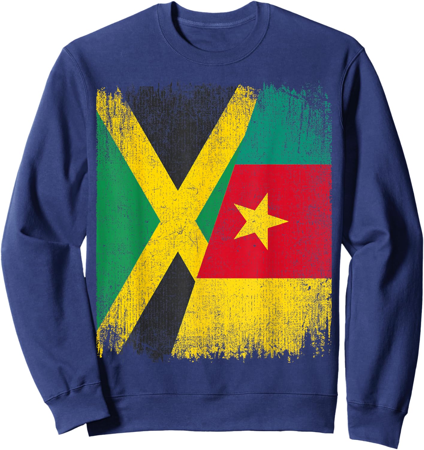 Half Jamaica Cameroon Flag Jamaican Cameroonian Pride Roots Sweatshirt - Sweatshirt | Navy