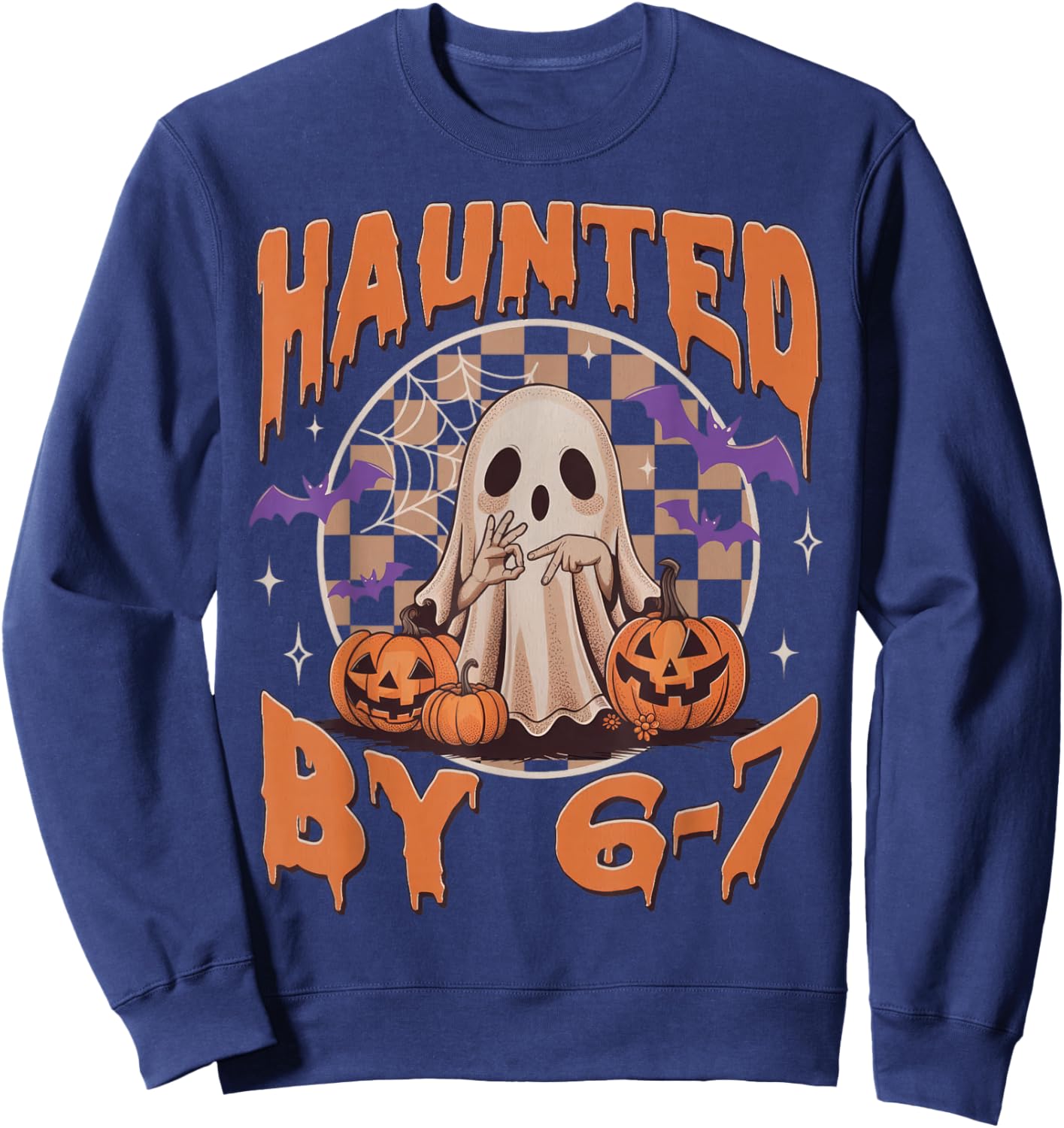 Haunted by 67 – Funny Ghost and Pumpkin Halloween Costume Sweatshirt - Sweatshirt | Navy