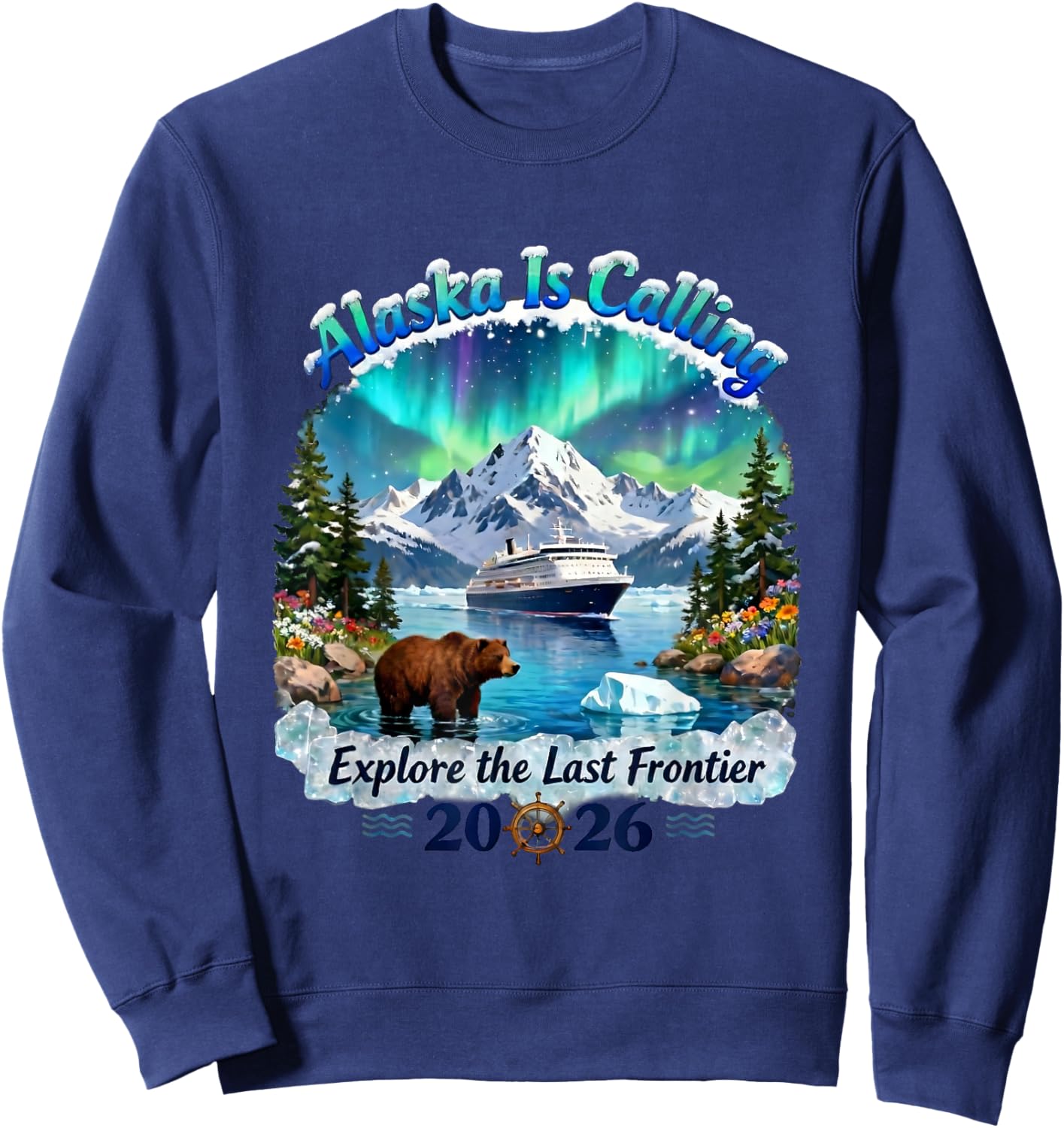Alaska Cruise Adventure Trip Wildlife 2026 National Parks Sweatshirt - Sweatshirt | Navy