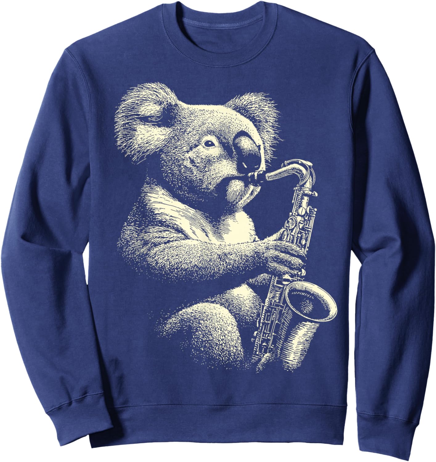 Cute Koala Playing Saxophone Player Funny Jazz Musician Sweatshirt - Sweatshirt | Navy
