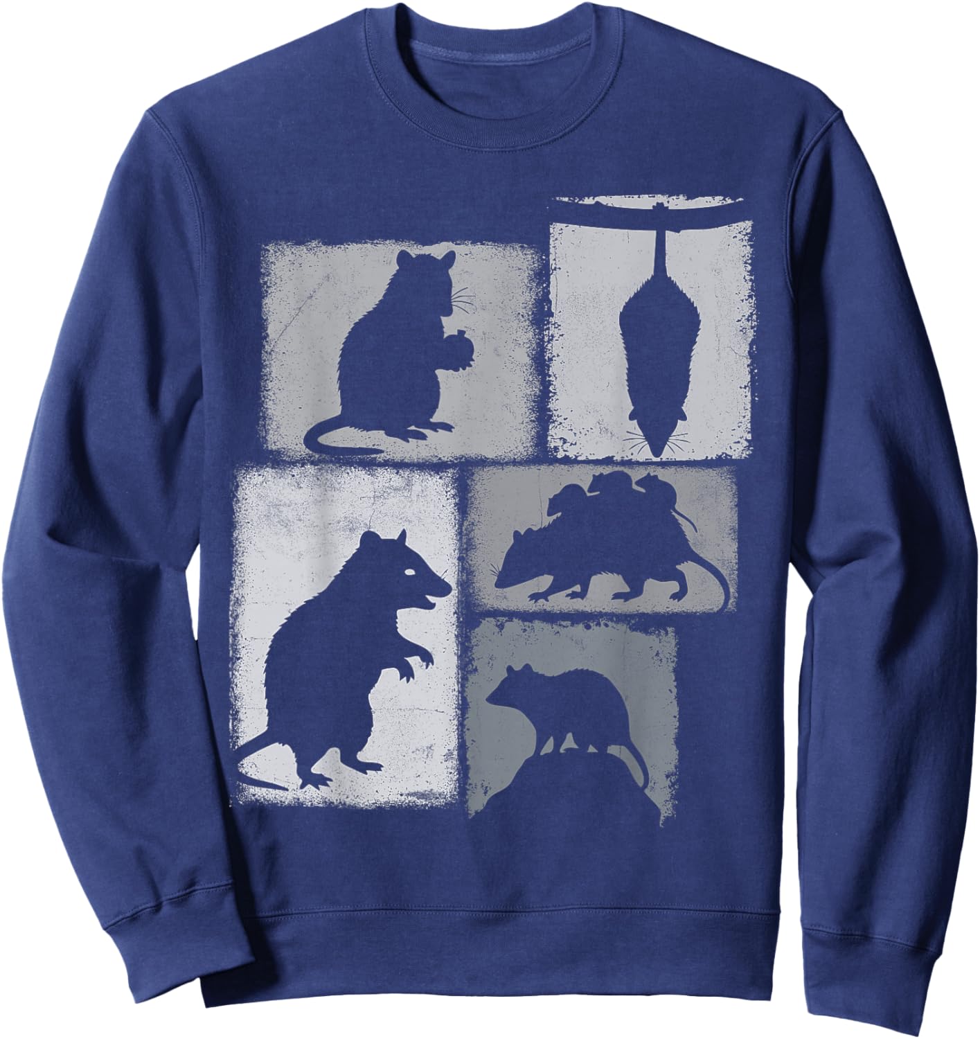 Opossum Vintage Collage Trash Animal Lover Sweatshirt - Sweatshirt | Navy