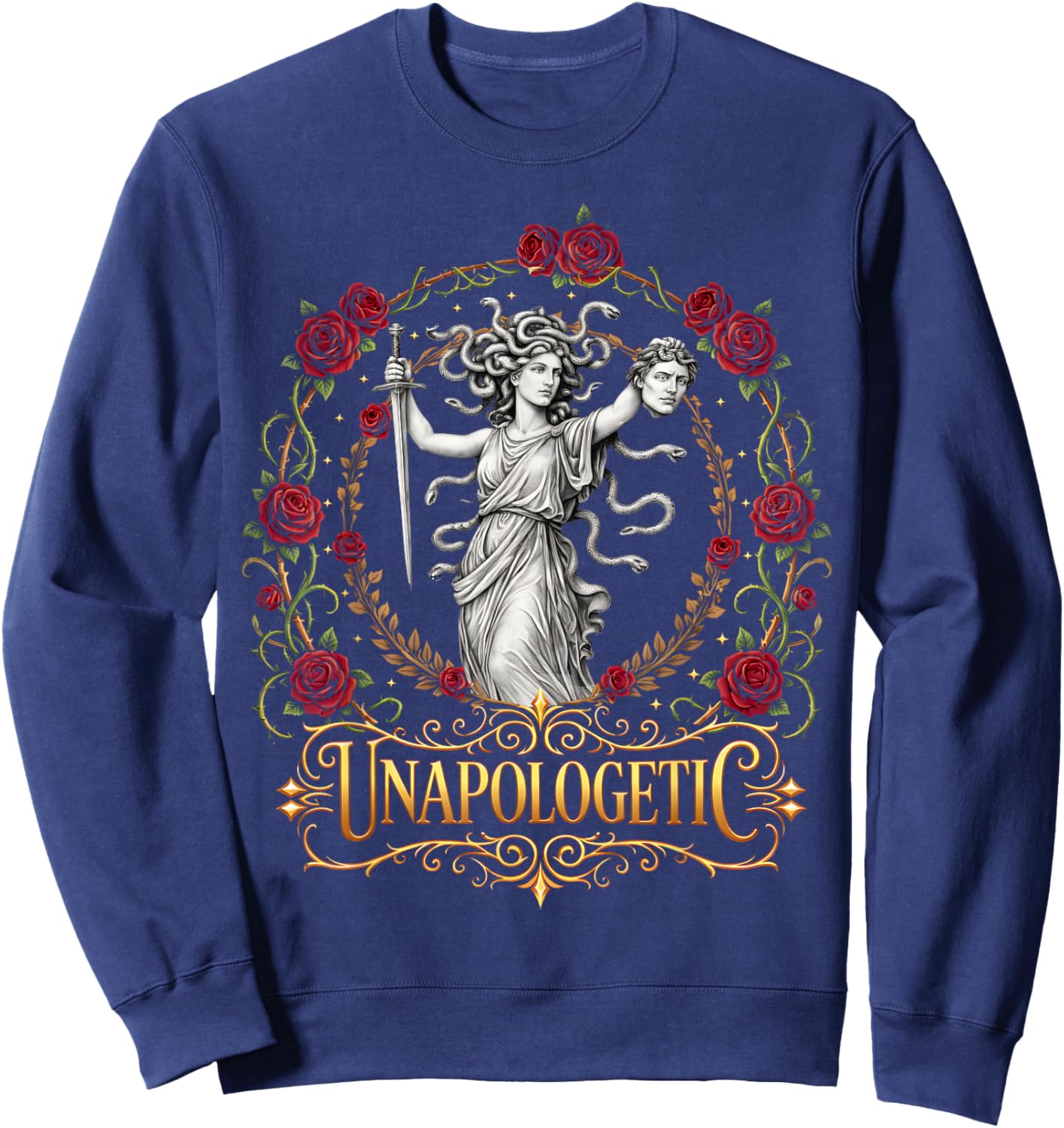 Unapologetic Medusa Feminist Women Sweatshirt - Sweatshirt | Navy