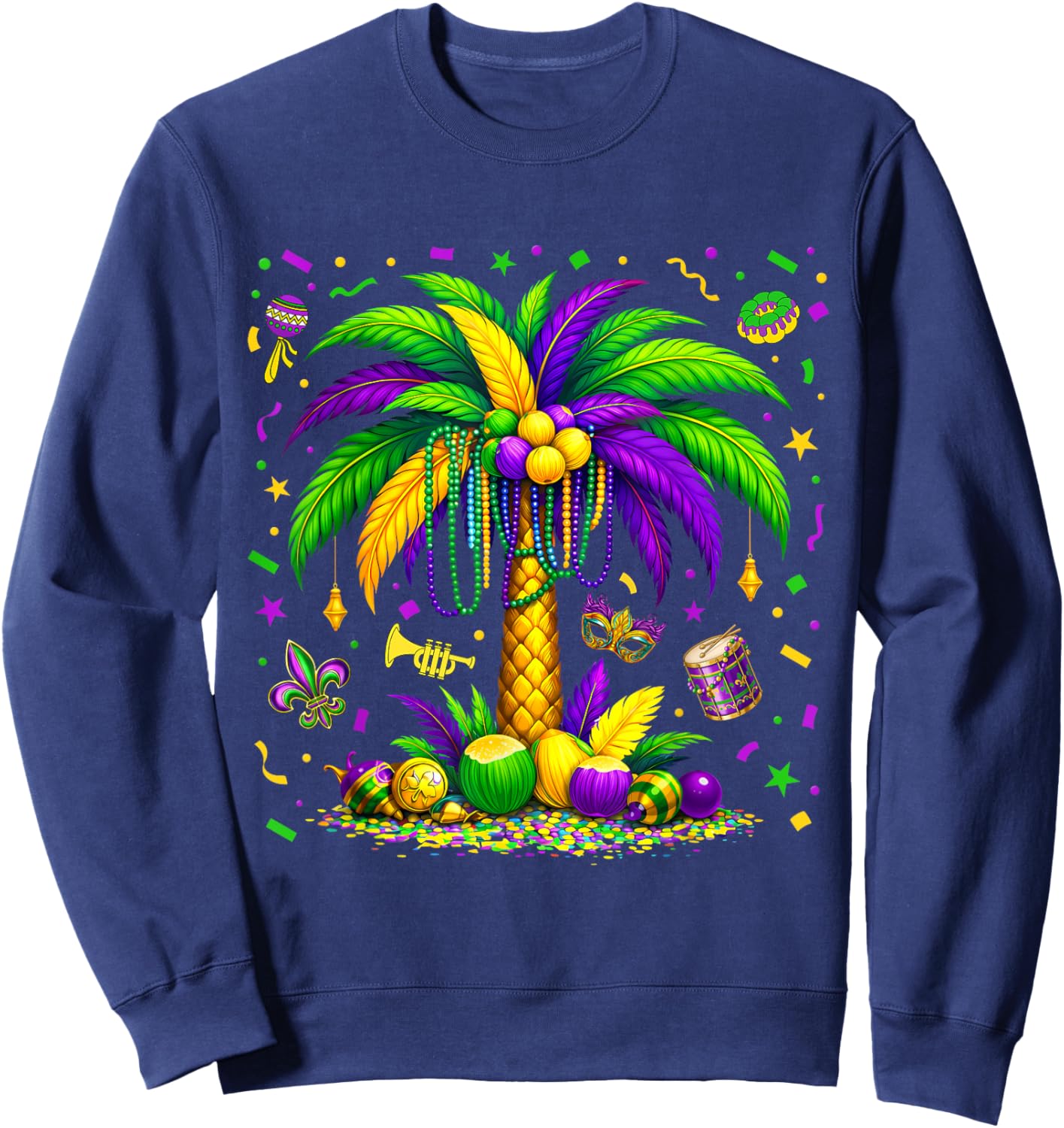 Palm Tree Hawaiian Tropical Party Mardi Gras Men Women Kids Sweatshirt - Sweatshirt | Navy