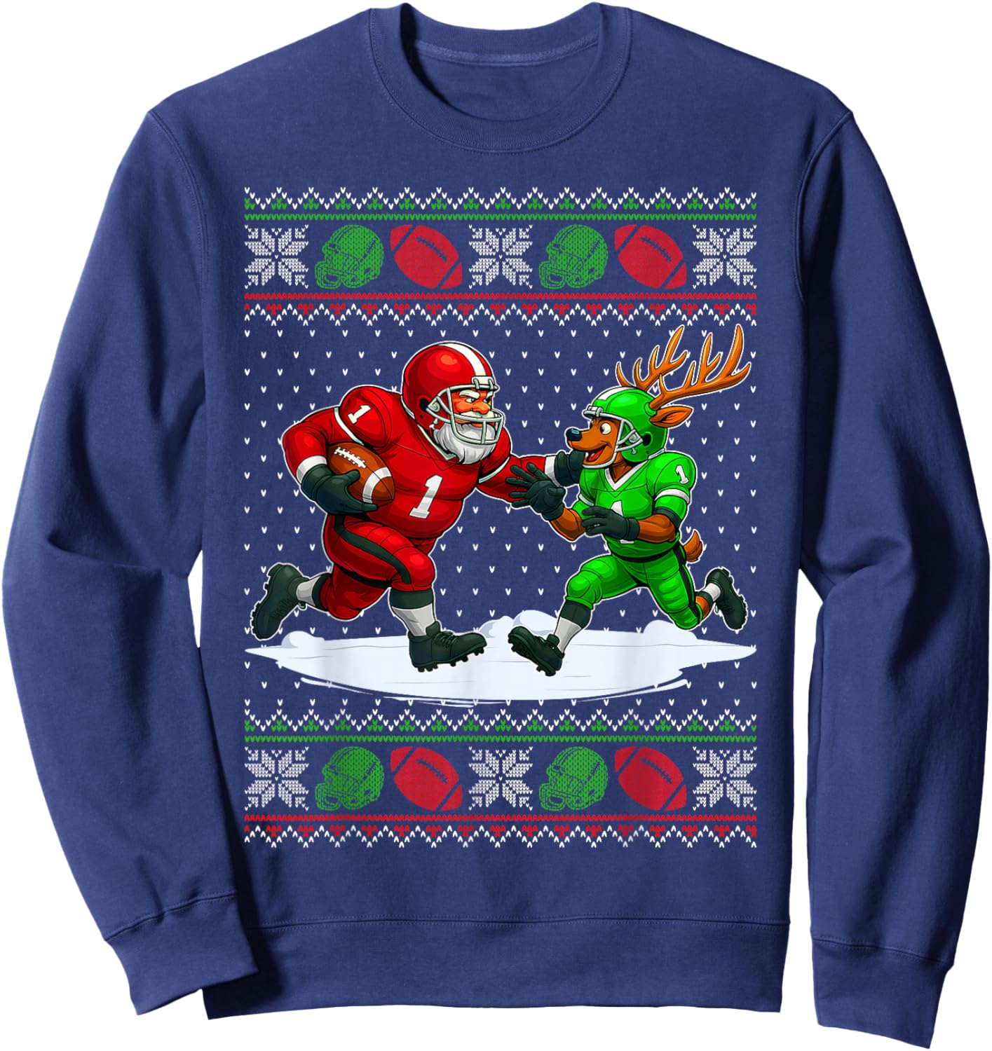 Reindeers Playing Football Ugly Christmas Sweater Xmas Boys Sweatshirt - Sweatshirt | Navy