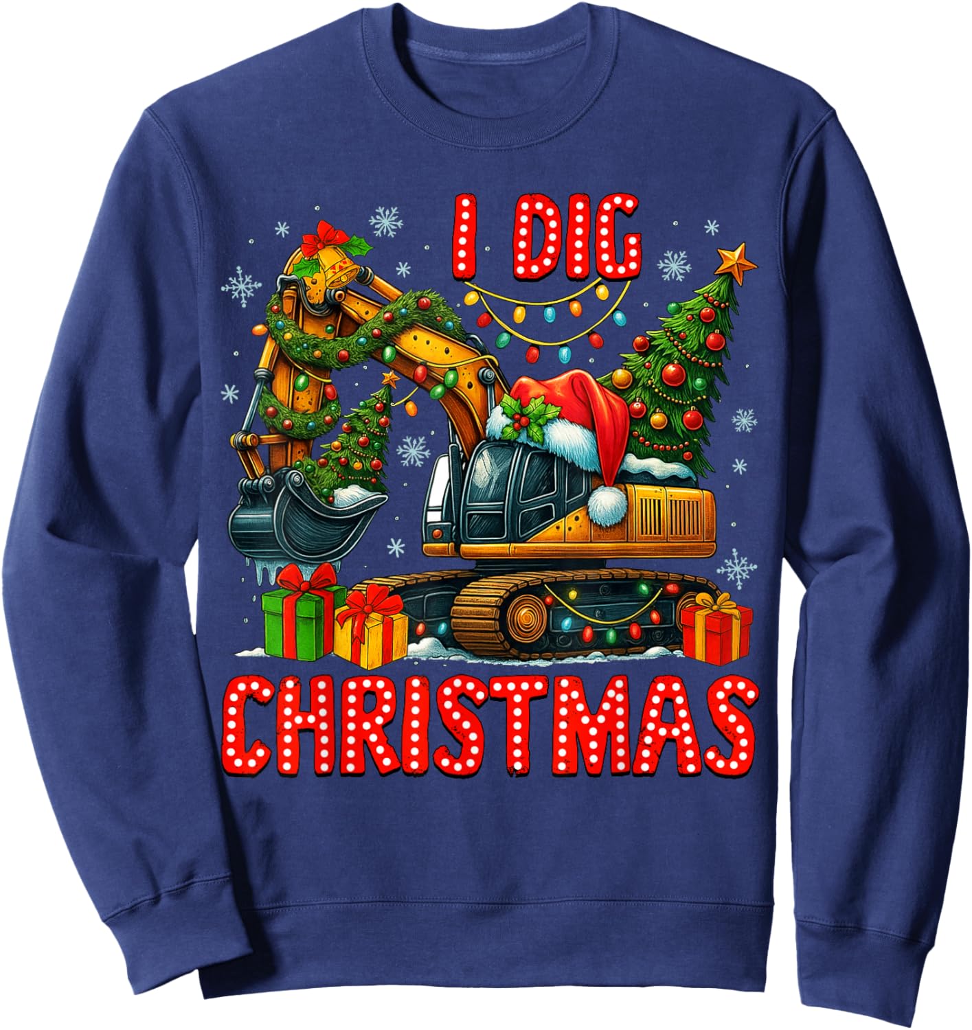 I Dig Christmas Excavator Xmas Santa Toddlers Boys Kids Sweatshirt - Sweatshirt | Navy