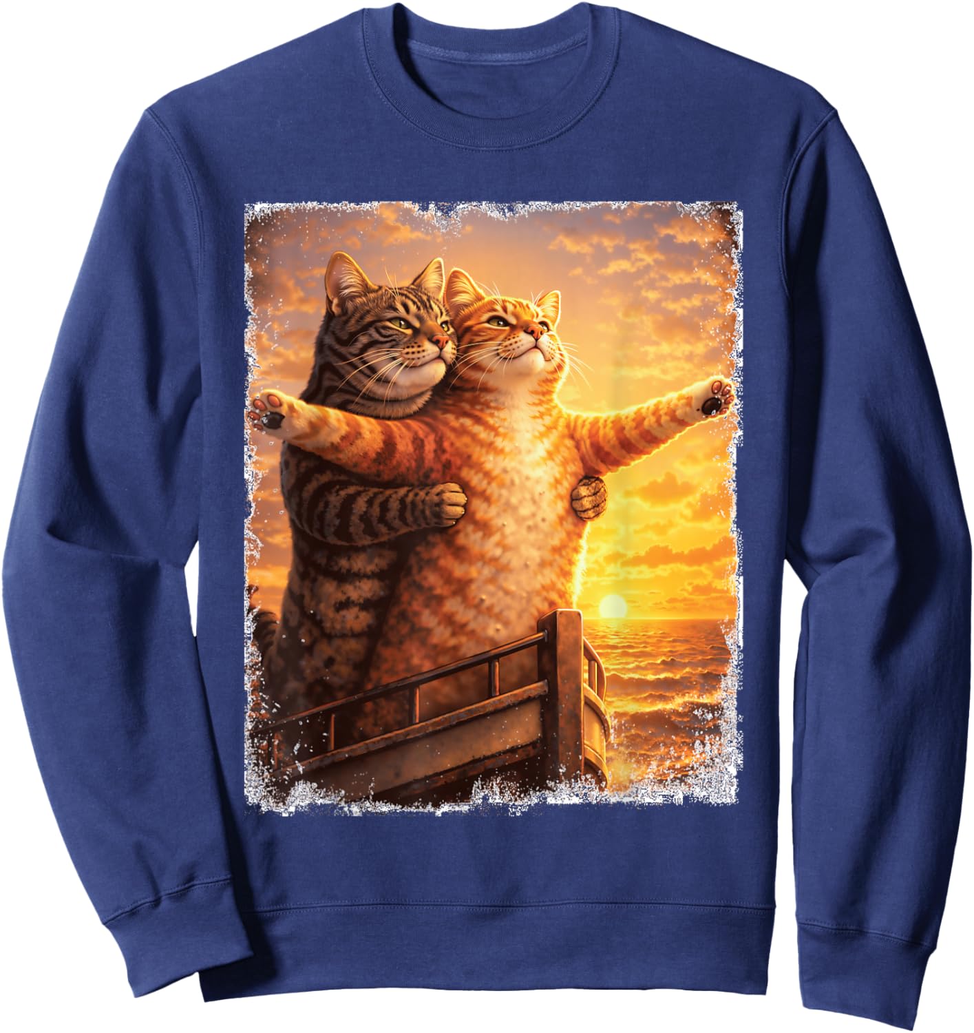 Titanic Cat Meme - Cat Lover Kitten Owner Kitty Sweatshirt - Sweatshirt | Navy