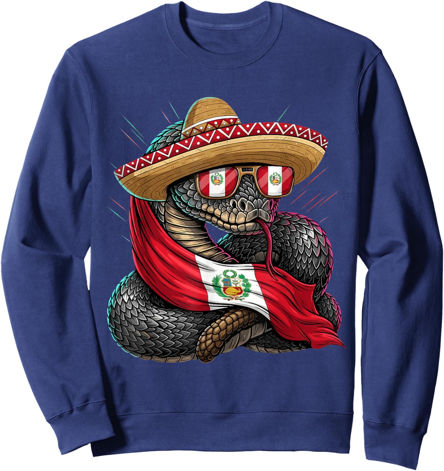 Peru Flag Snake Peruvian Roots Peruvian Flag Peruvian Pride Sweatshirt - Sweatshirt | Navy